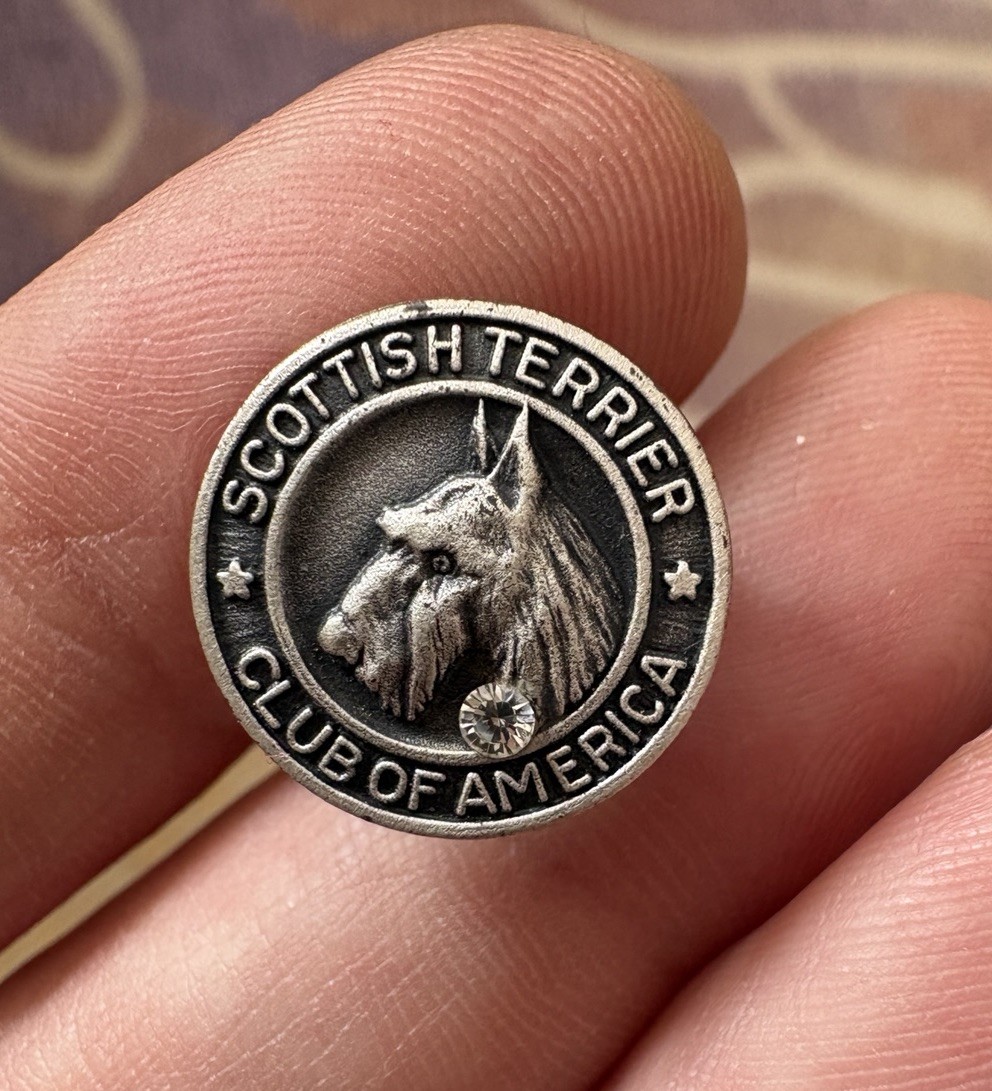 Vintage Scottish Terrier Club Of America Pin With Gem Dog Show *BENT POST*