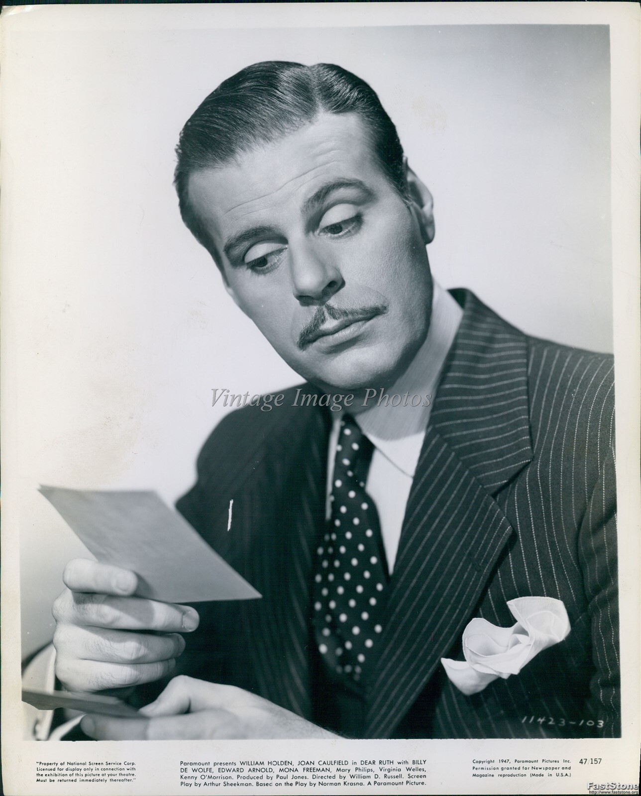 1947 Billy De Wolfe Dear Ruth Actor Film Trademark Mustache Vintage Photo 8x10