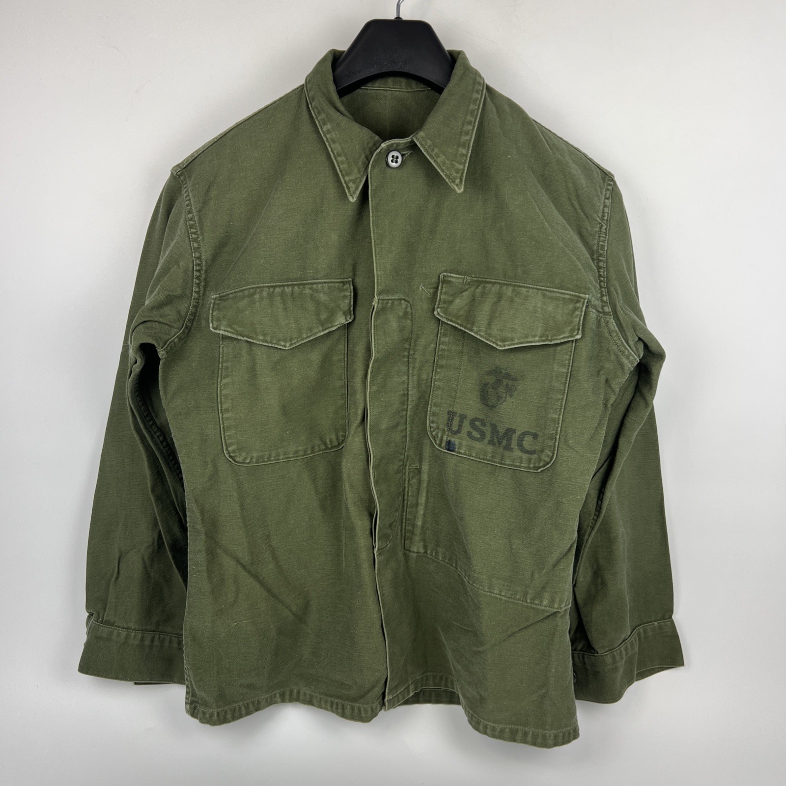 Vintage USMC P56 Utility Shirt Vietnam Era Marine Corps OD Green