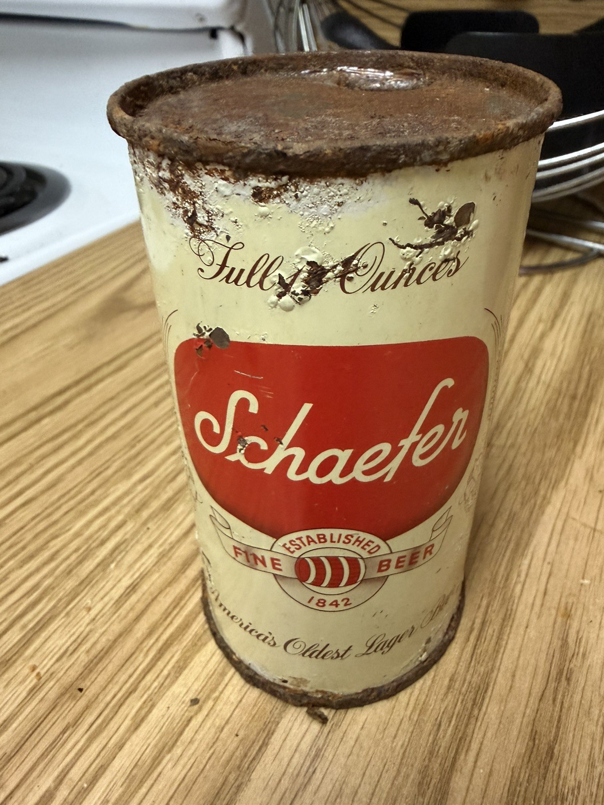 1950s SCHAEFER  FLAT TOP BEER CAN F&M SCHAEFER BREWING NY NEW YORK EMPTY #1