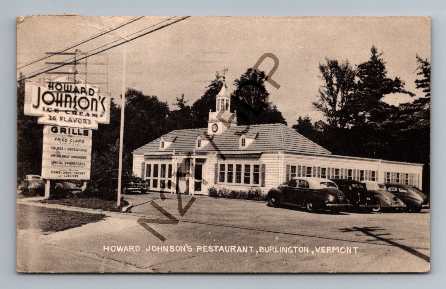 Vintage 1943 Howard Johnson's Restaurant Burlington VT Postcard