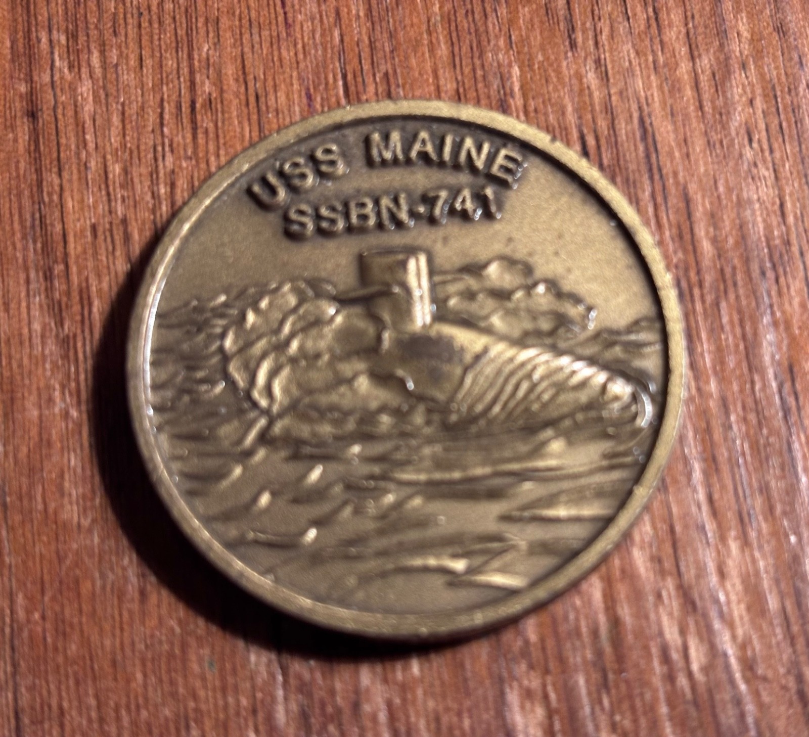 US Navy USS Maine SSBN-741 Submarine Challenge Coin; From Commander Circa 1995 US Navy USS Maine SSBN-741 Submarine Challenge Coin; From Commander Circa 1995
