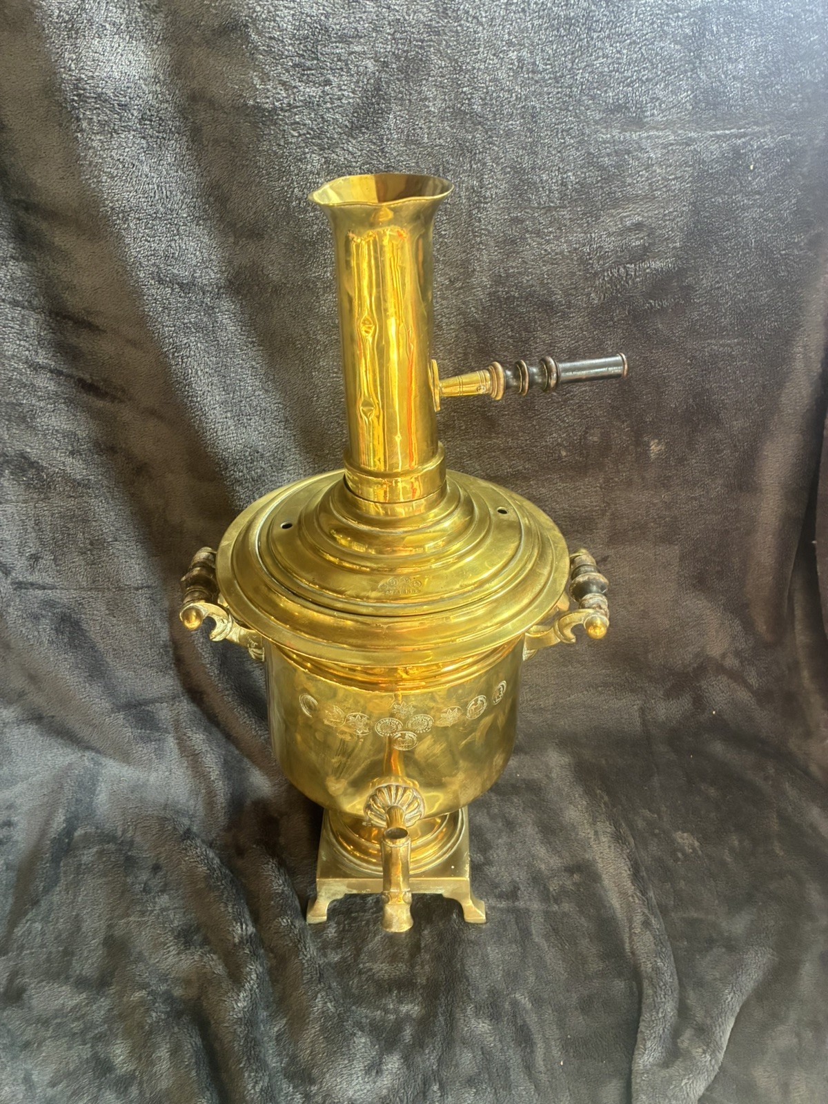 Antique Large Russian Brass Tula Samovar  18”Incomplete  Untested