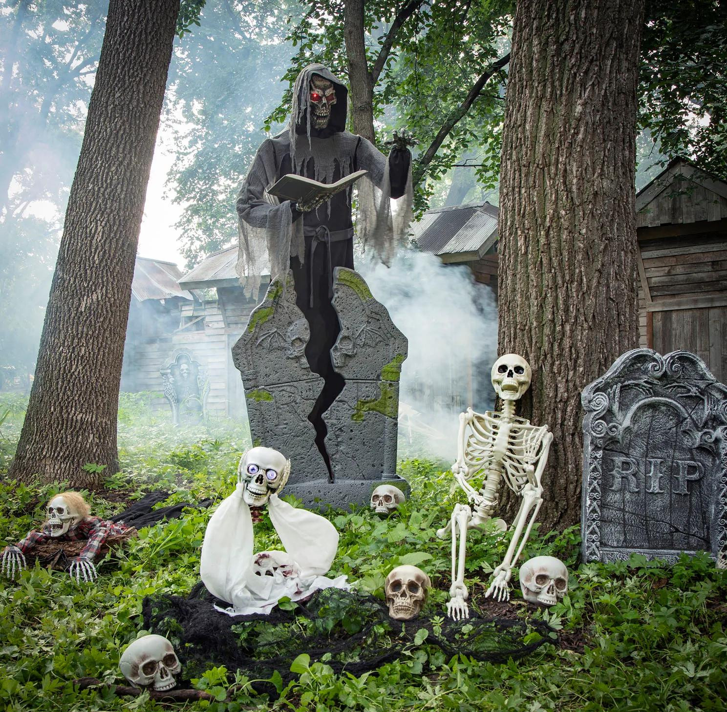 7 Ft Animated Light-Up Phantom Halloween Decoration, LED Sound Prop
