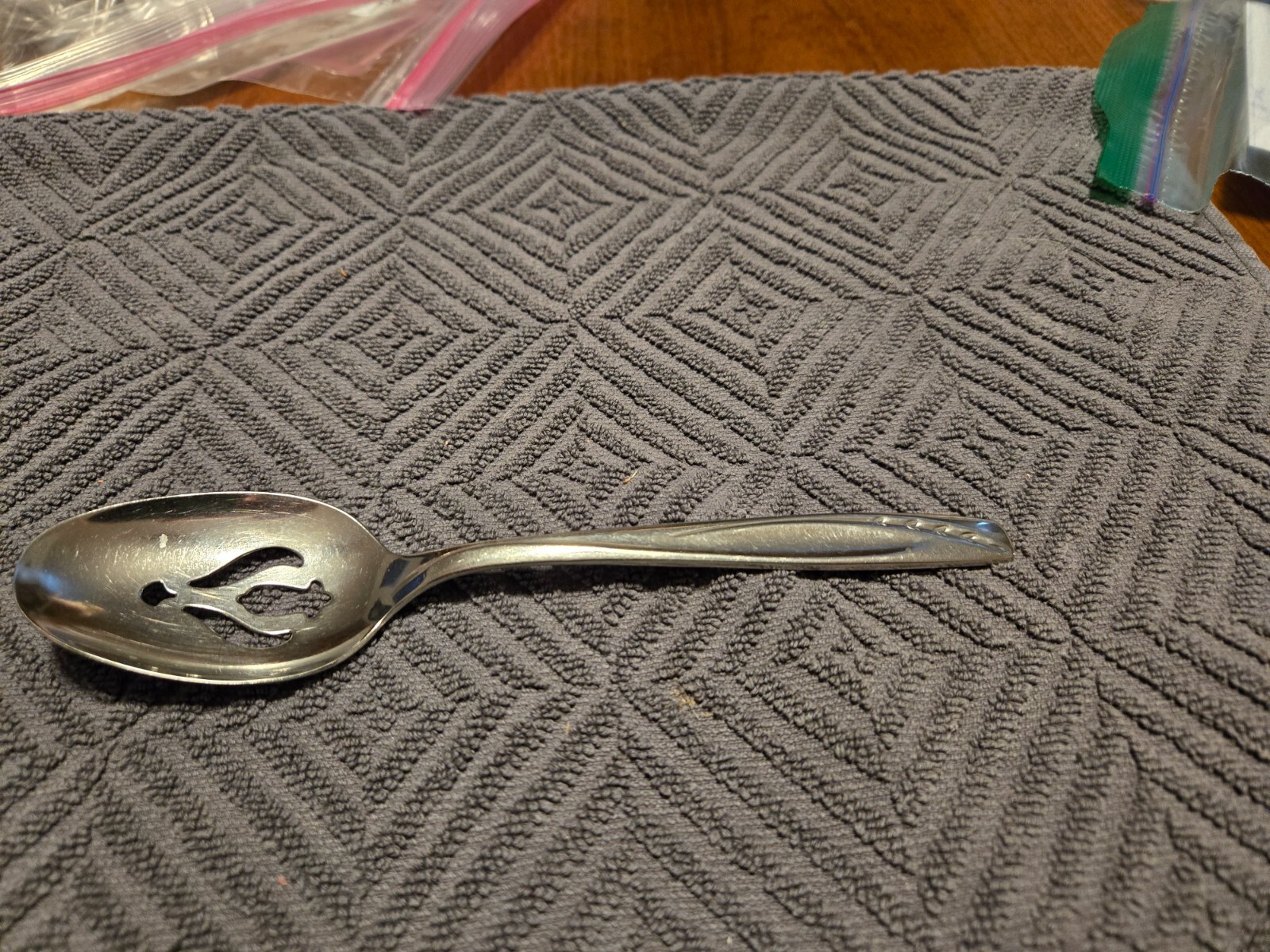 Rogers Cutlery Slotted Stainless Serving Spoon.