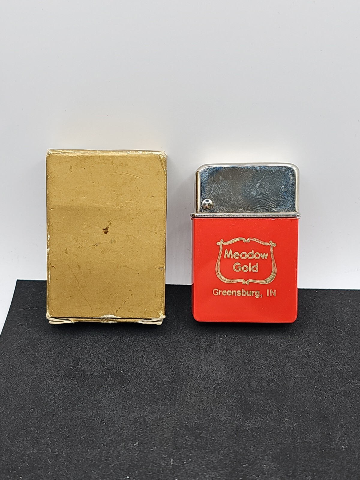 Greensburg Indiana Vintage Meadow Gold Dairy Lighter USA Advertising 
