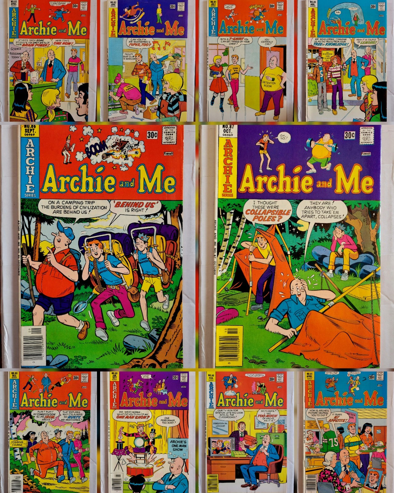 Lot of 10: Archie & Me Comics #82-91 (1975-76) Betty Veronica Jughead Jokes GGA