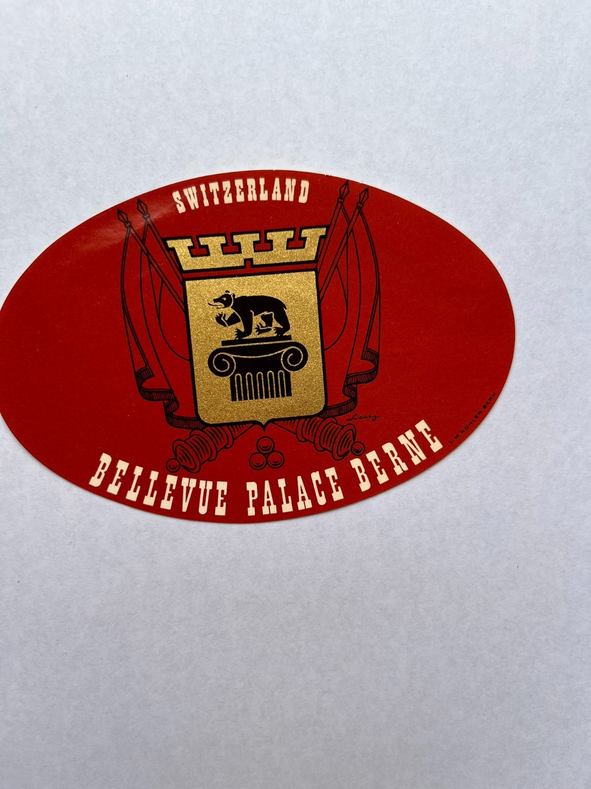 Vintage BELLEVUE PALACE HOTEL Decal Berne, Switzerland