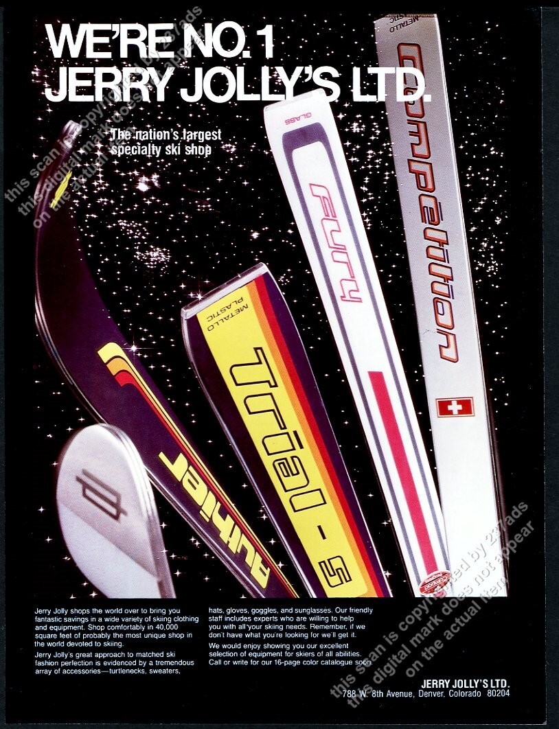 1978 Authier Competition Fury Trial skis photo Jerry Jolly Denver vtg print ad