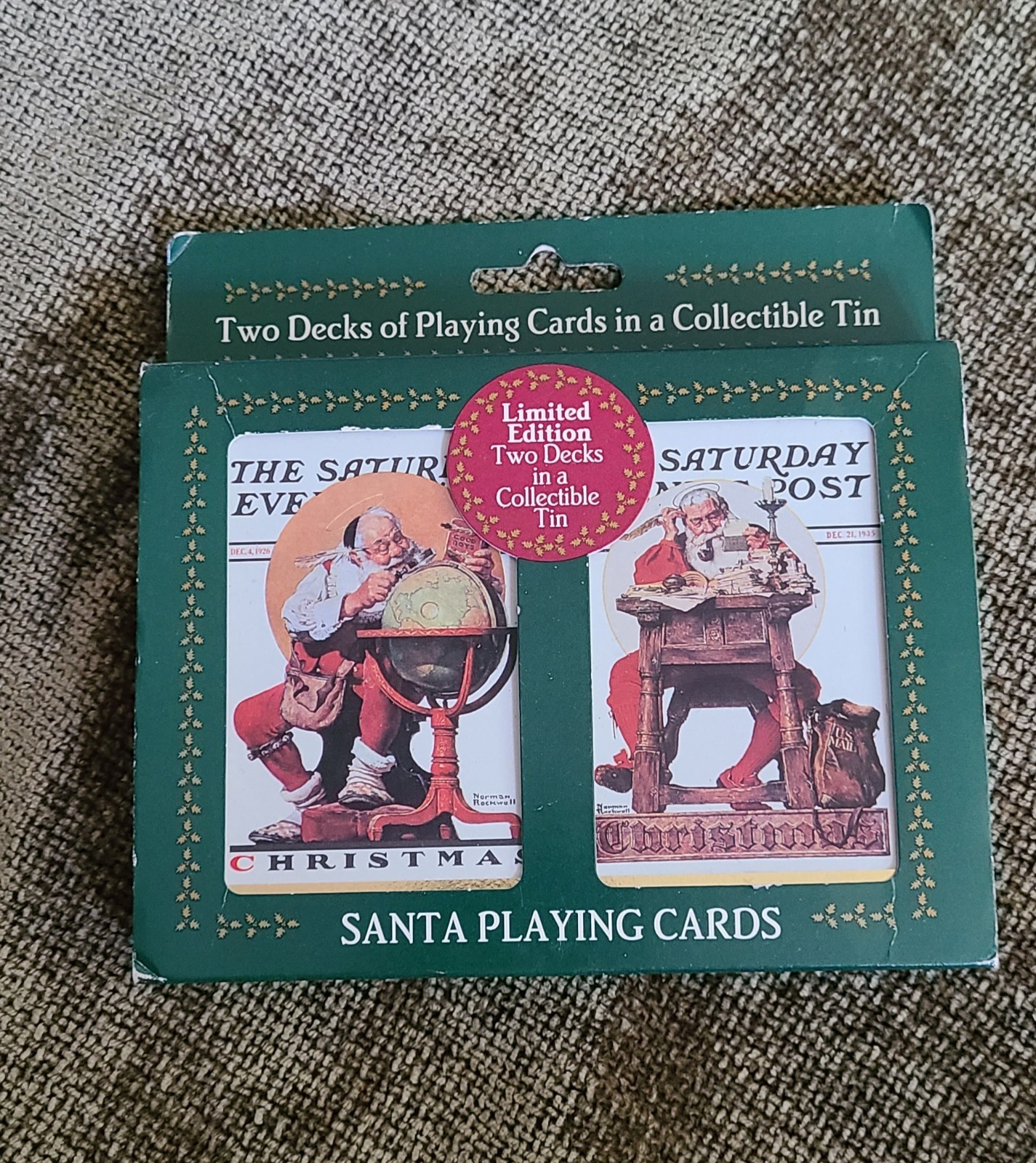 1996 Norman Rockwell Saturday Evening Post Limited Edition Santa Playing Cards