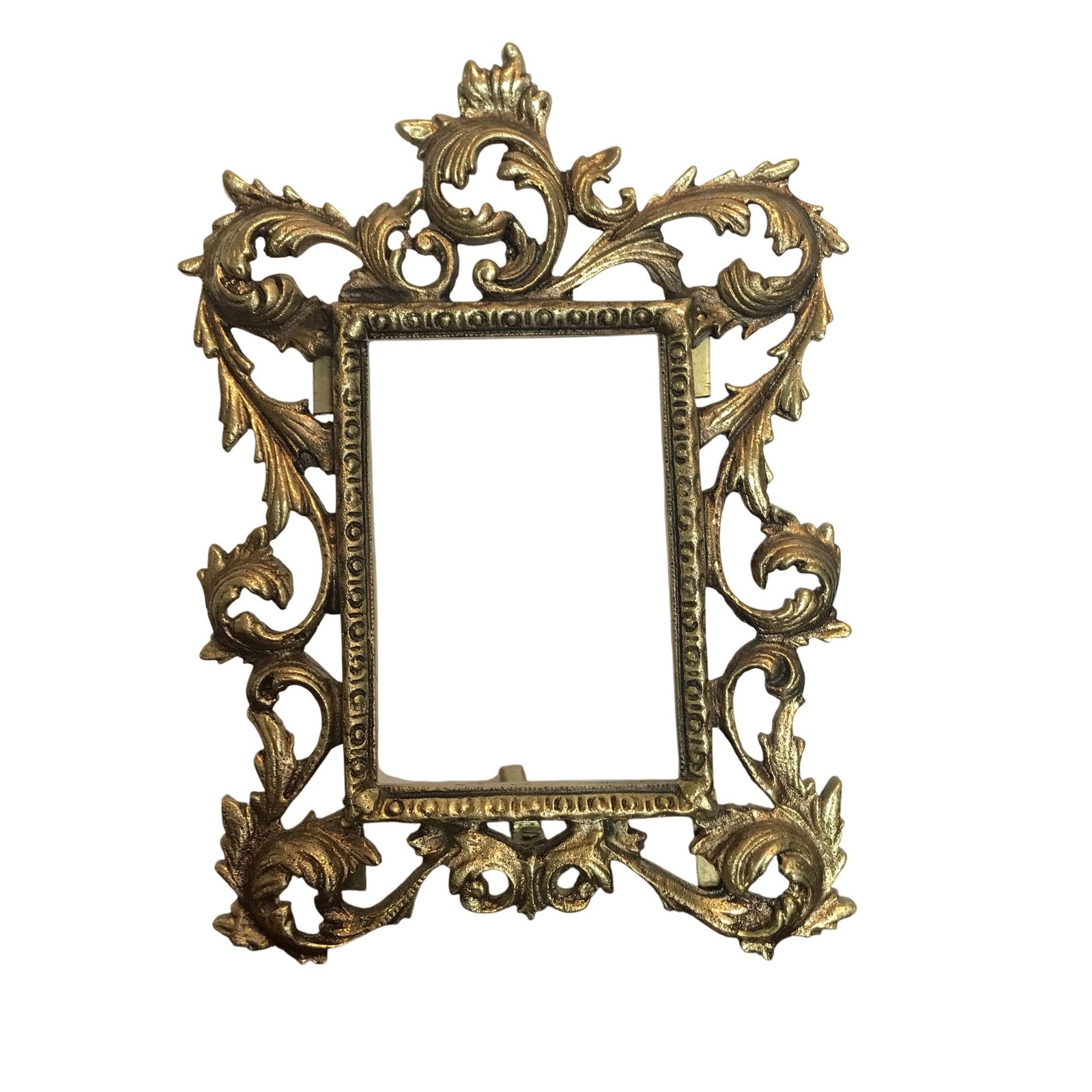 Antique Victorian Brass Photo Picture Frame 7 X 10 W/ Easel Stand