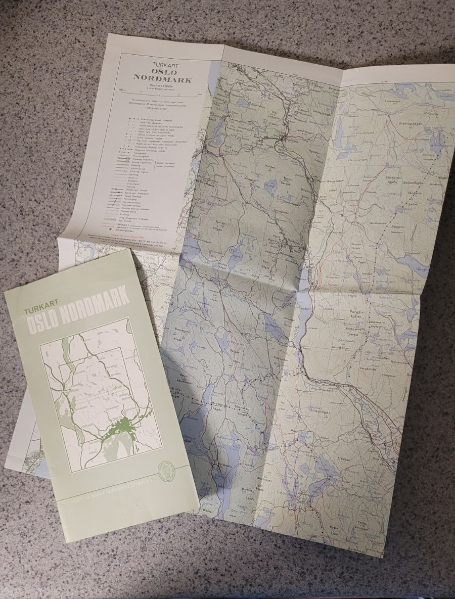 Vintage 1972/1980 Turkart Oslo Nordmark 1:50,000 — NGO Norway Hiking & Ski Map