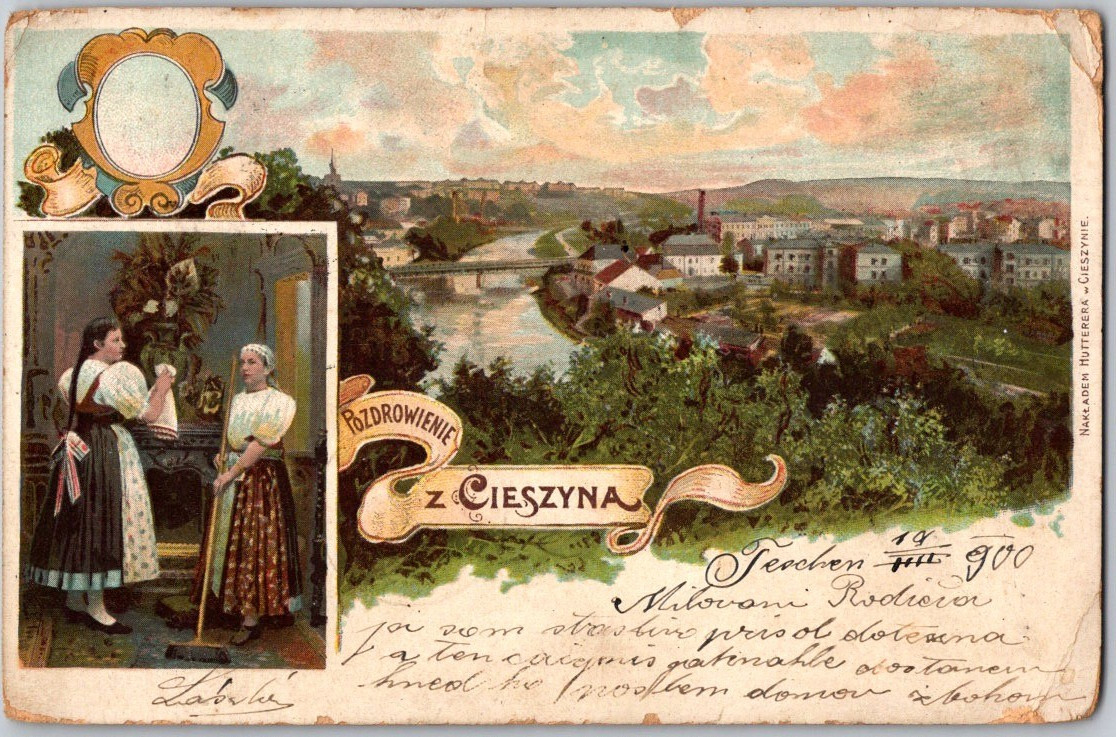 Rare 1900 Antique Pozdrowienie Cieszyna Poland Polish Village Postcard