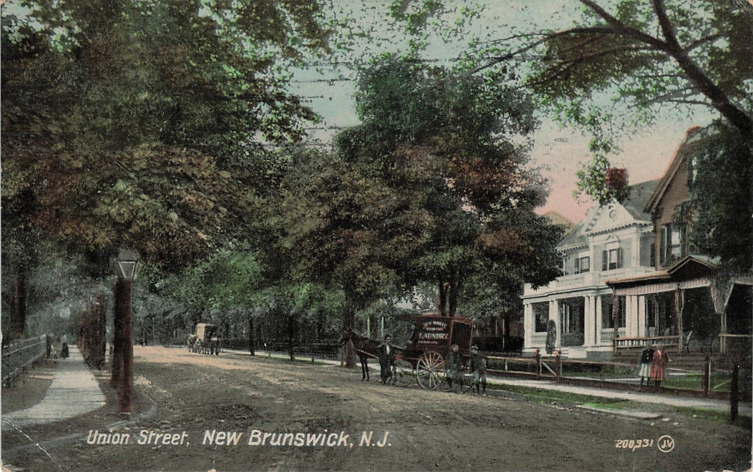 Union Street New Brunswick NJ 1909 Postcard Horse Carriage Victorian Houses Union Street New Brunswick NJ 1909 Postcard Horse Carriage Victorian Houses
