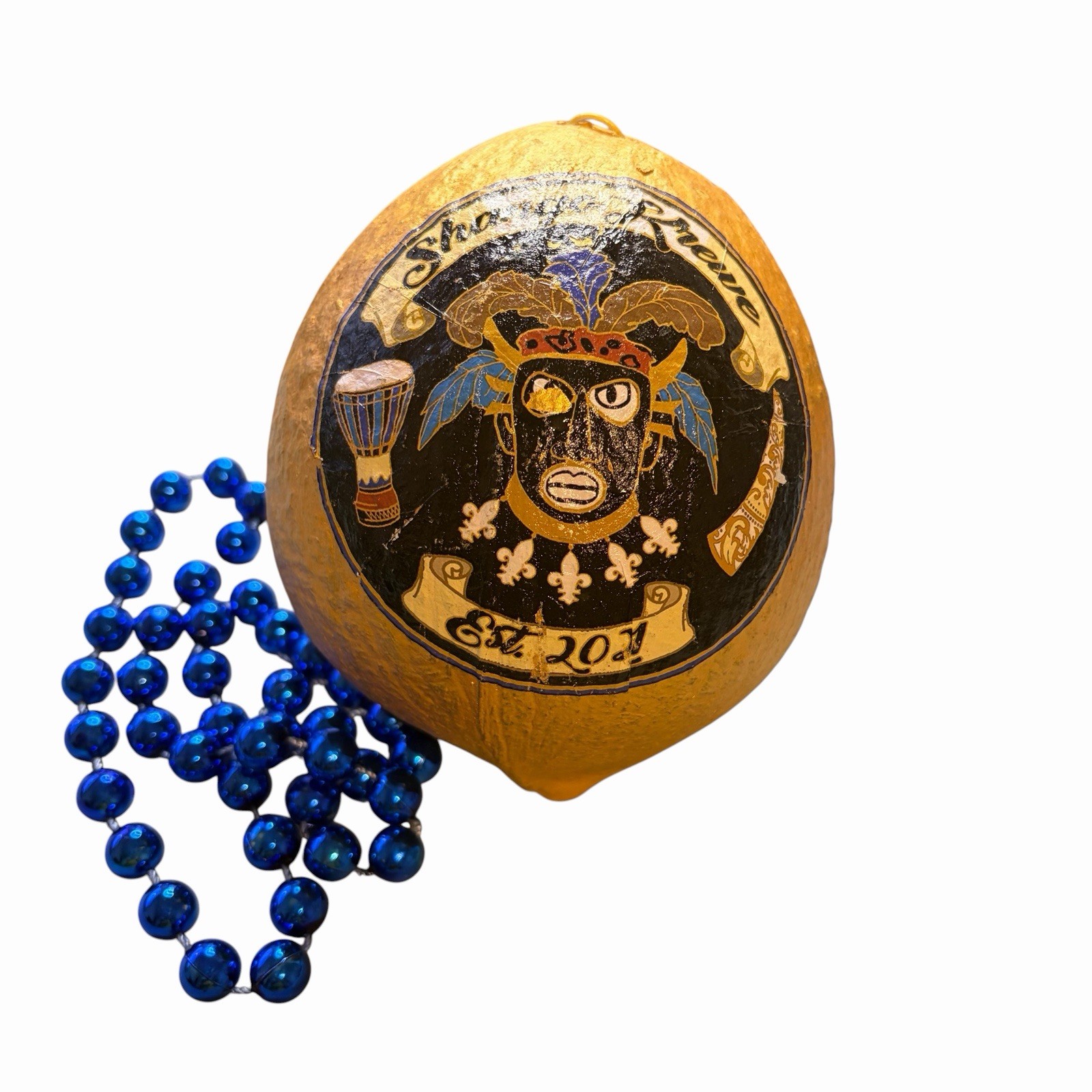 Zulu Mardi Gras Coconut Throw New Orleans 2025 Parade Catch Half Shell Necklace
