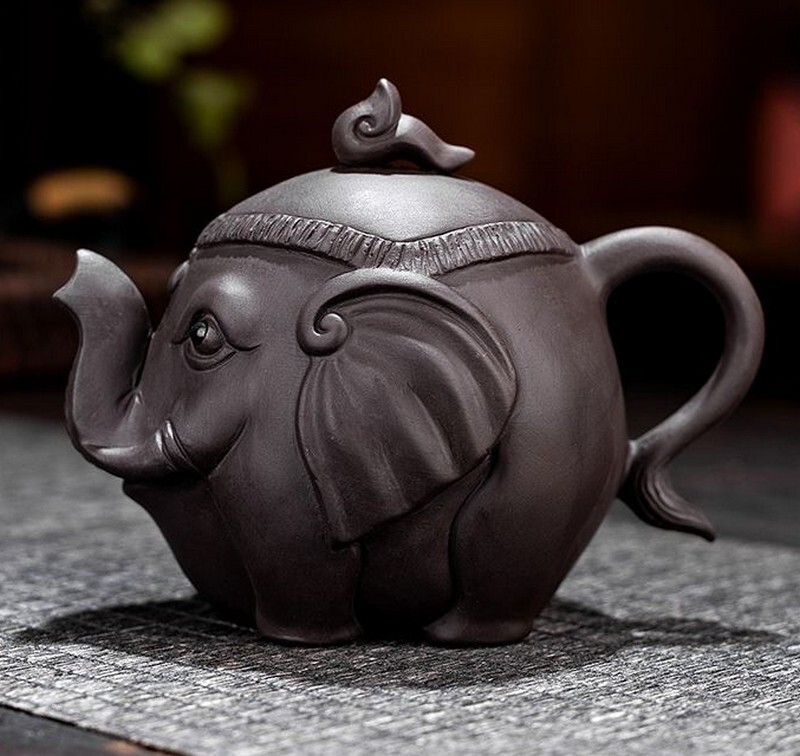 Yixing Zisha Purple Clay Teapot Handmade Elephant Tea Pot Exquisite Collection