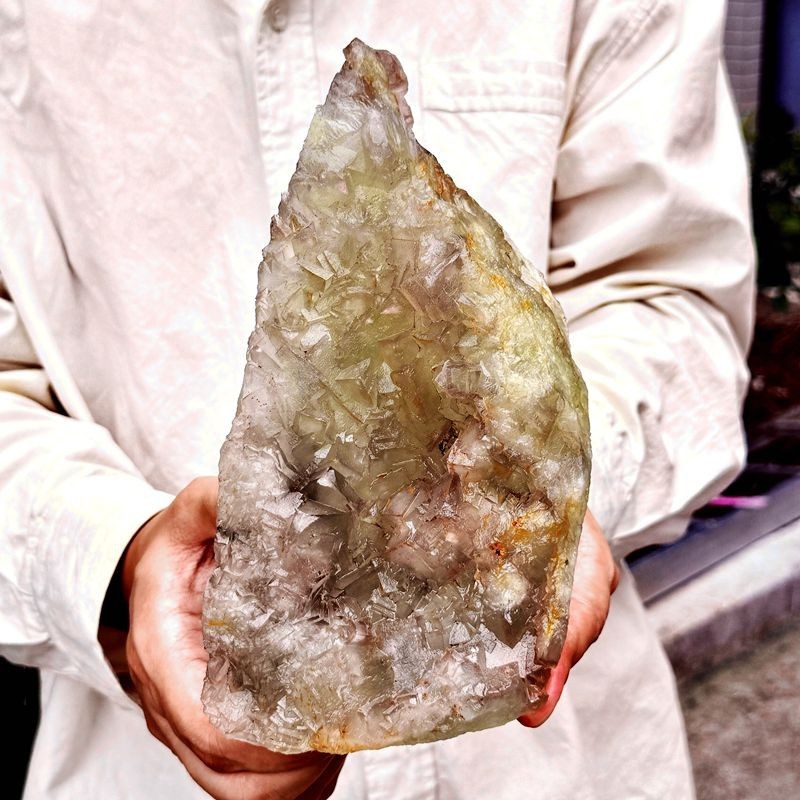 3.51LB Natural green cubic fluorite - quartz crystal mineral specimen
