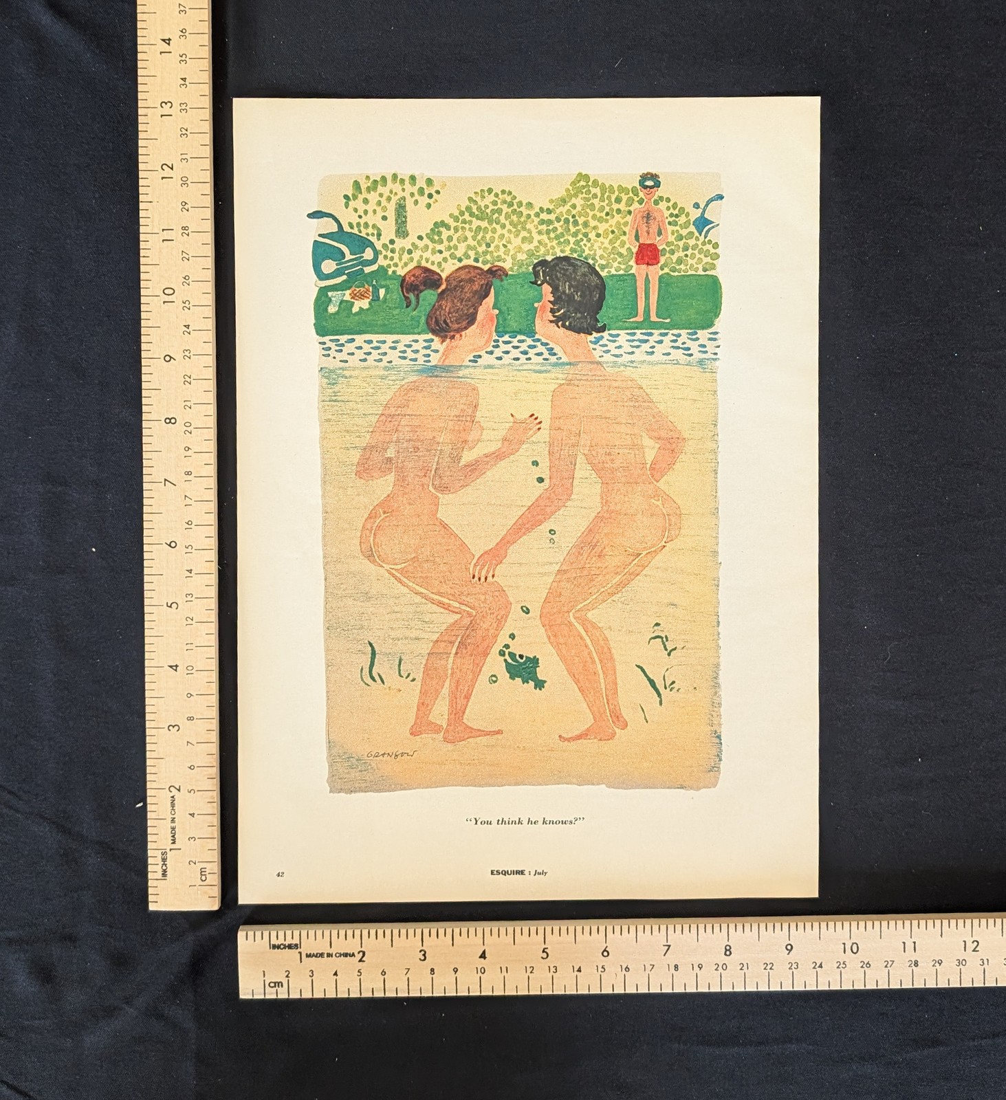 Vintage 1956 Esquire Magazine Illustration Color Print Ad Full Page 1950s Art