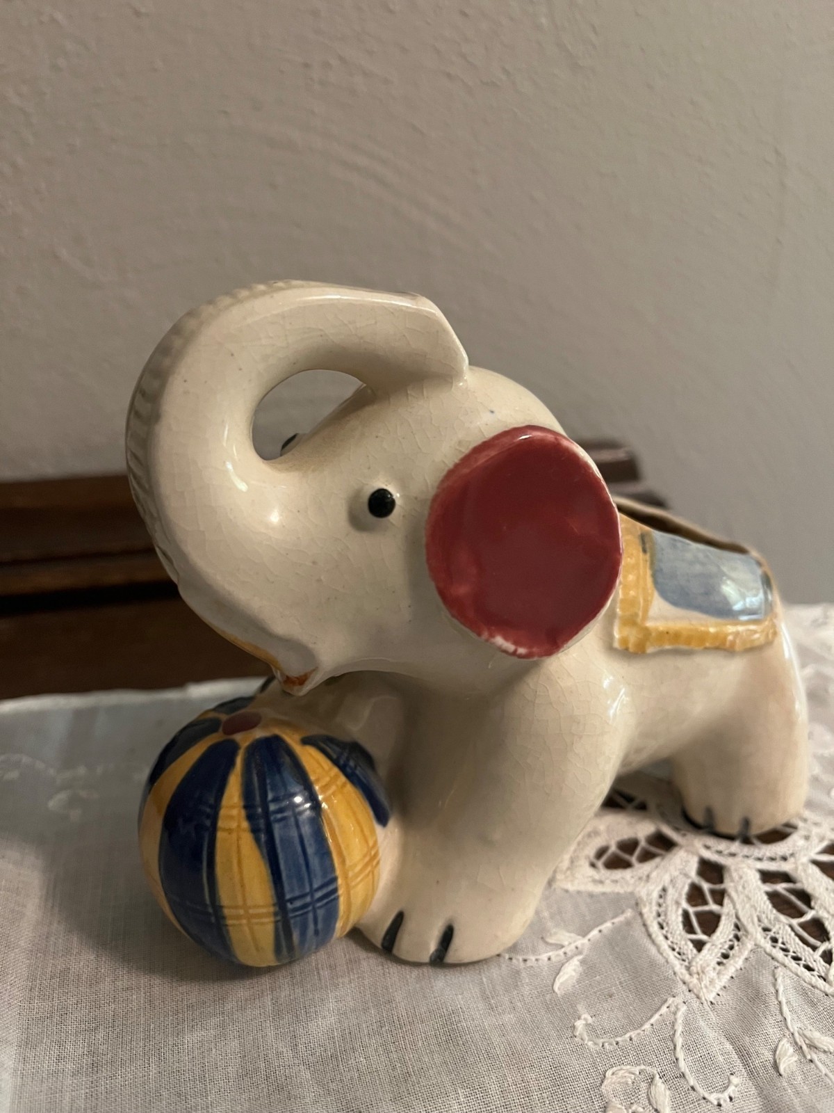 Small Vintage Elephant Planter, crazing Japan Stamp