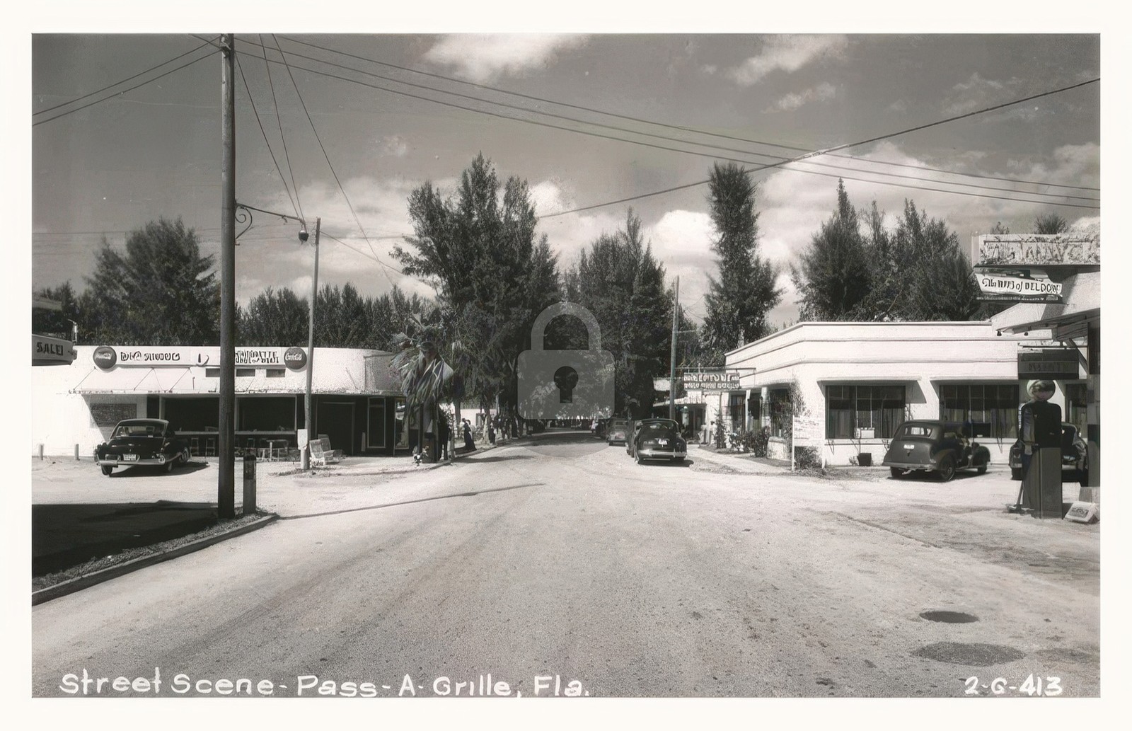 Pass-a-Grille Beach FL Florida Street Scene Cline RPPC Photo Postcard COPY