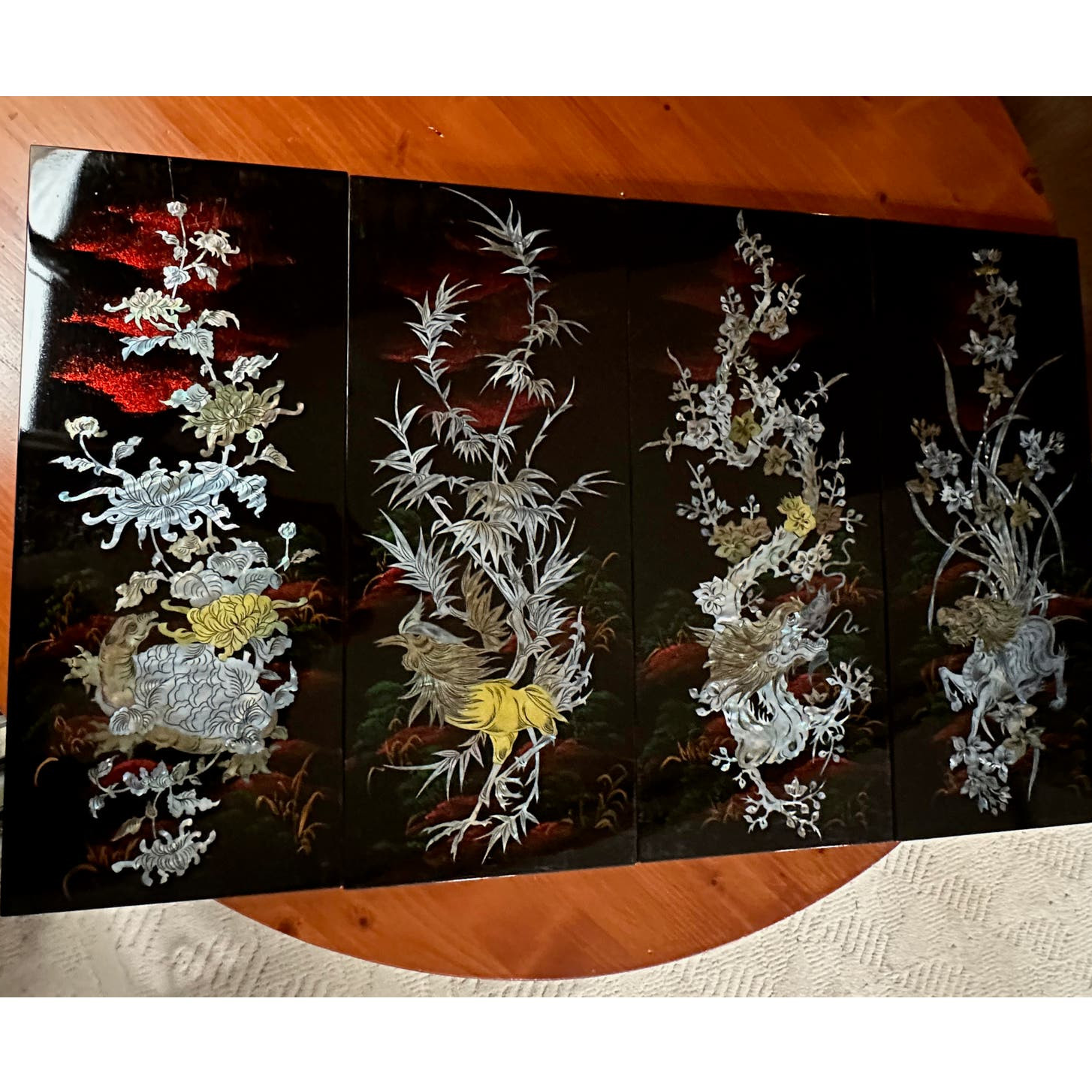 Vintage Oriental Panels - Set of 4 