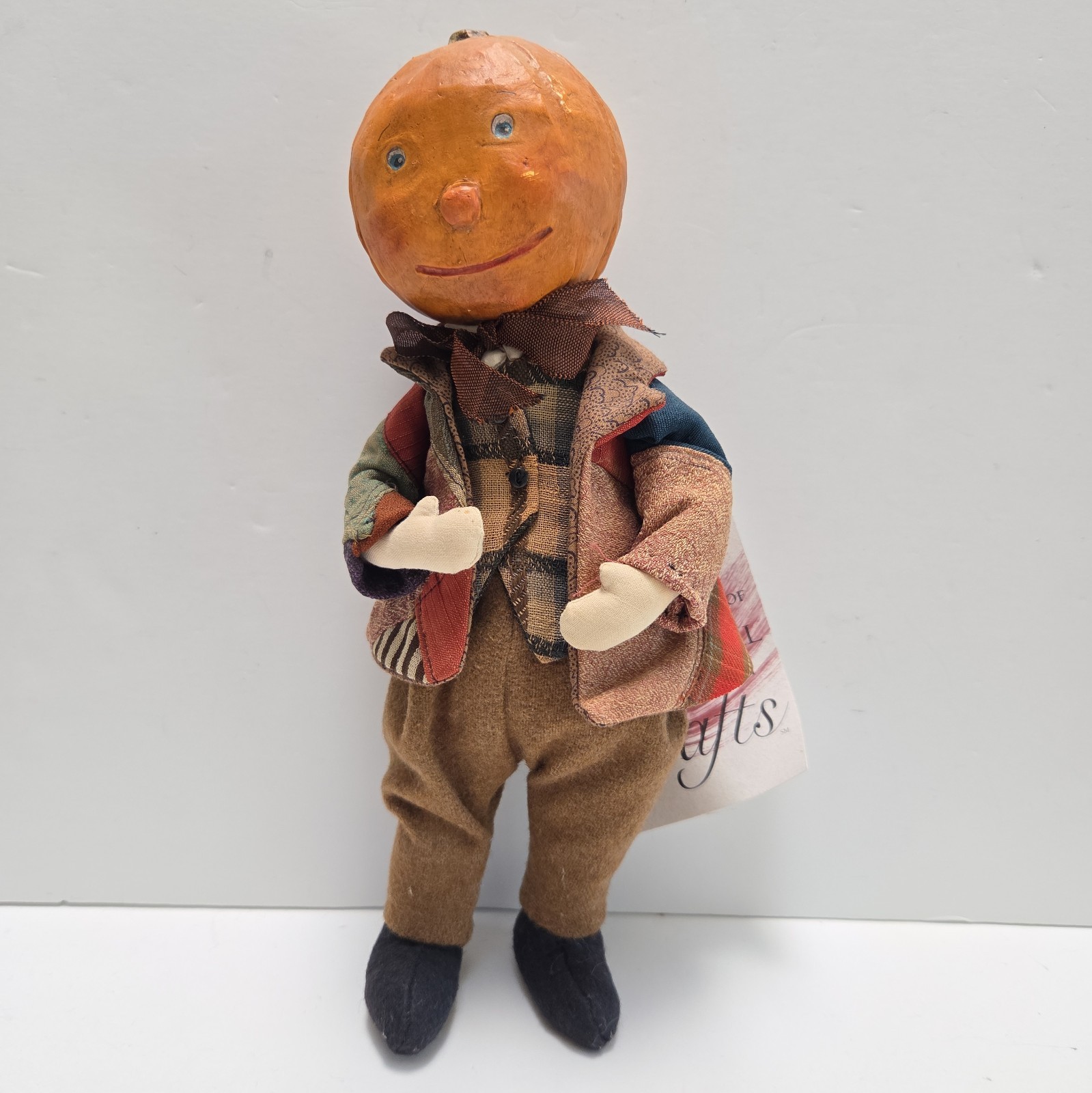 Pat Castka Old Friends Mr. Pumpkin Doll Signed Tagged Folk Art 11” Halloween