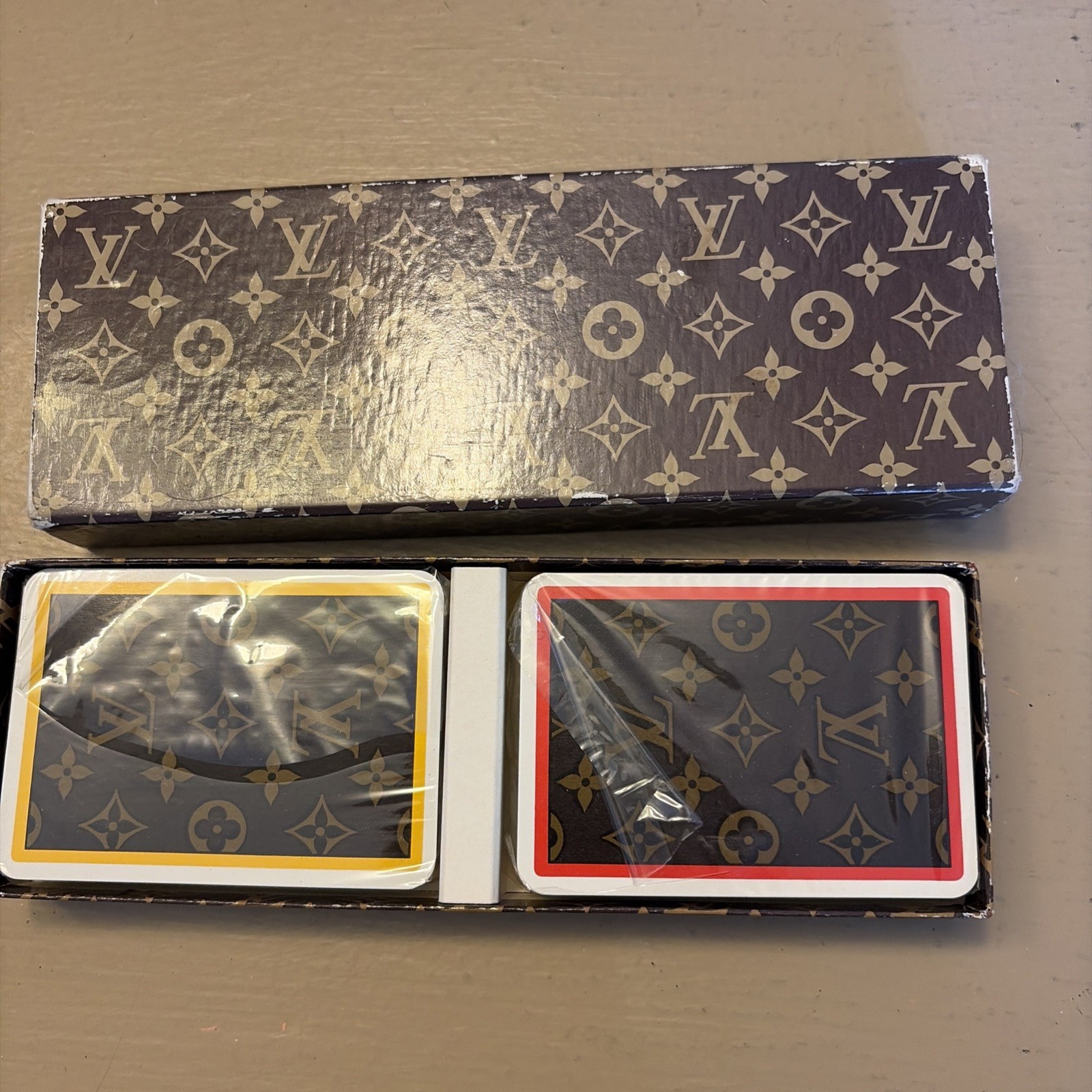  Vtg 1970s Louis Vuitton Monogram Double Deck Playing Cards never used