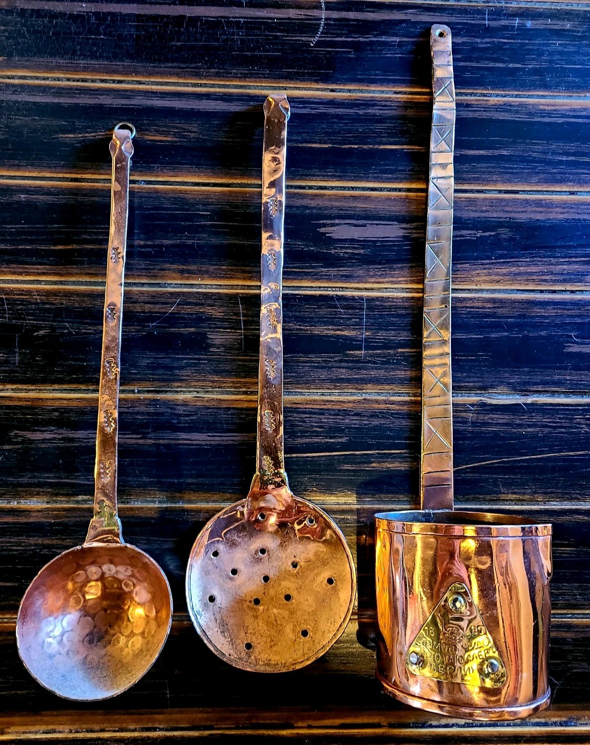Rare Antique 1880 Otto Müller Berlin Copper 3-Piece Set – Dipper Skimmer & Ladle