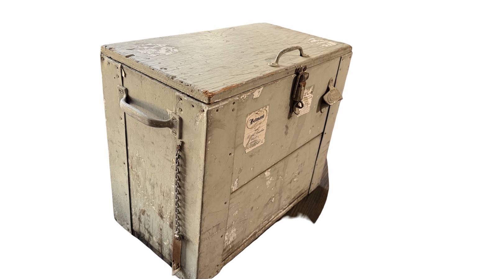 Vintage Military Field Strong Box Metal Wood Footlocker Storage Chest 18.5”