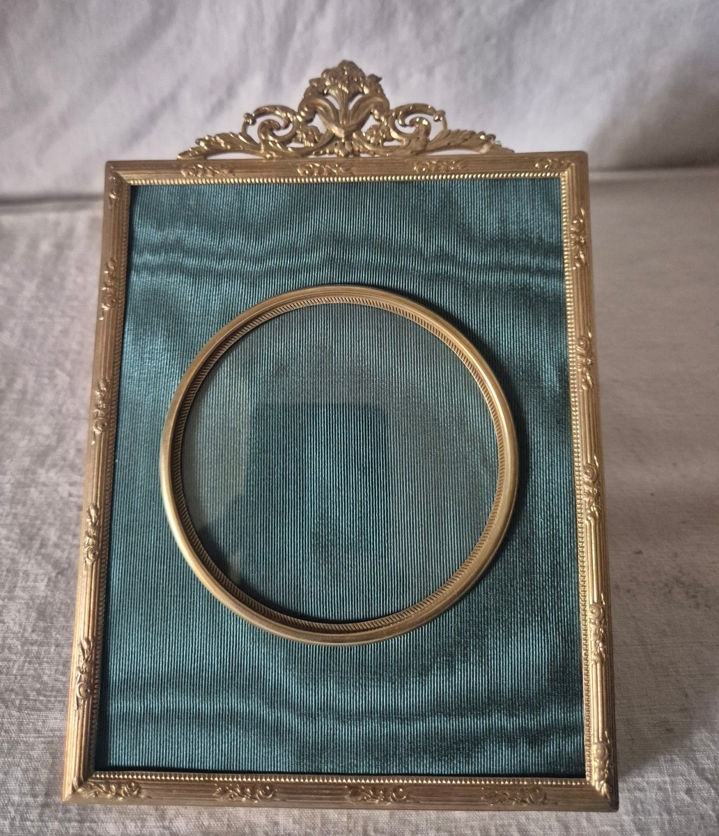 Elegant French Antique Second Empire Gilt Bronze Frame Moire Mat 19thC
