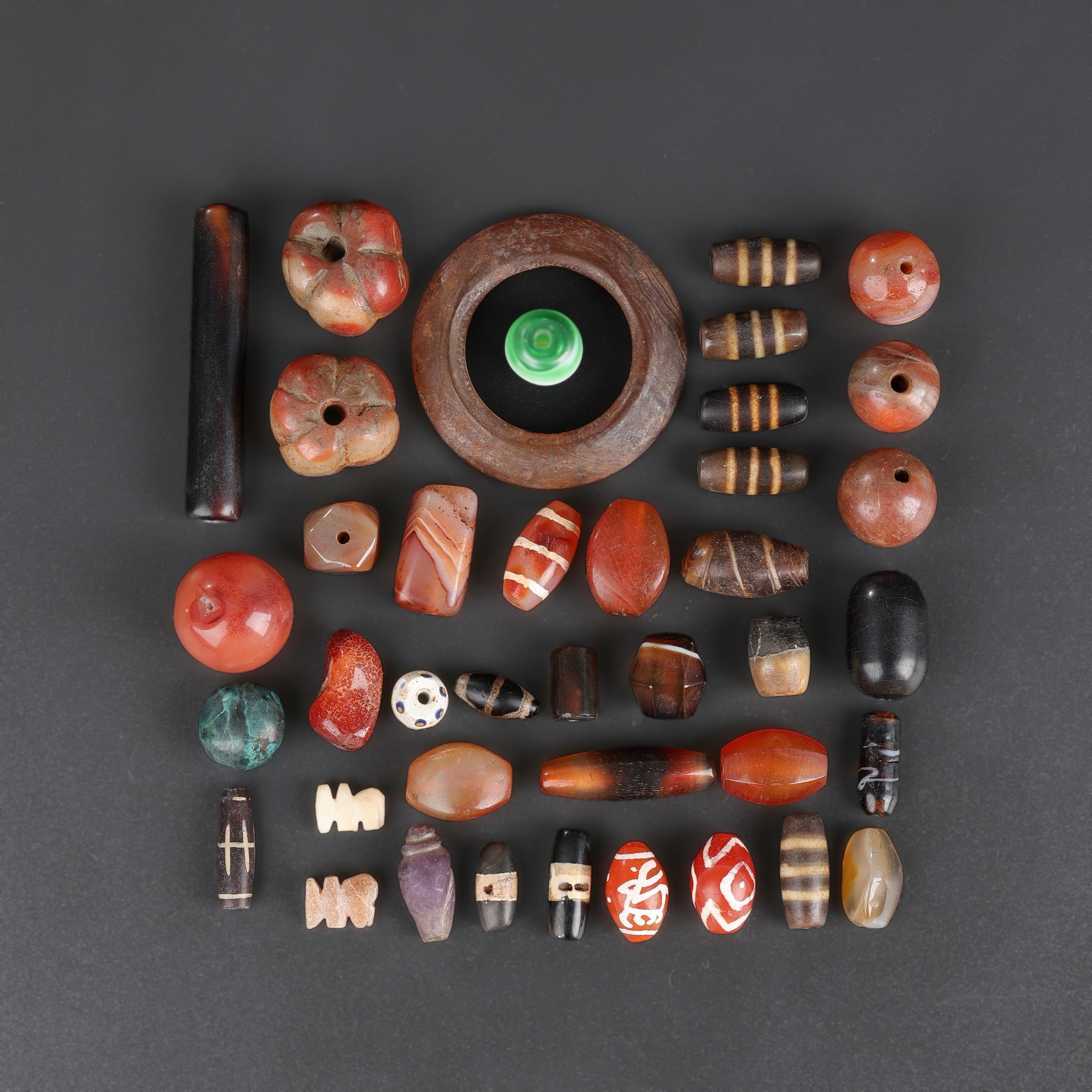 Collection Ancient Mix Material Carnelian Agate Different Shapes Forms Beads Collection Ancient Mix Material Carnelian Agate Different Shapes Forms Beads