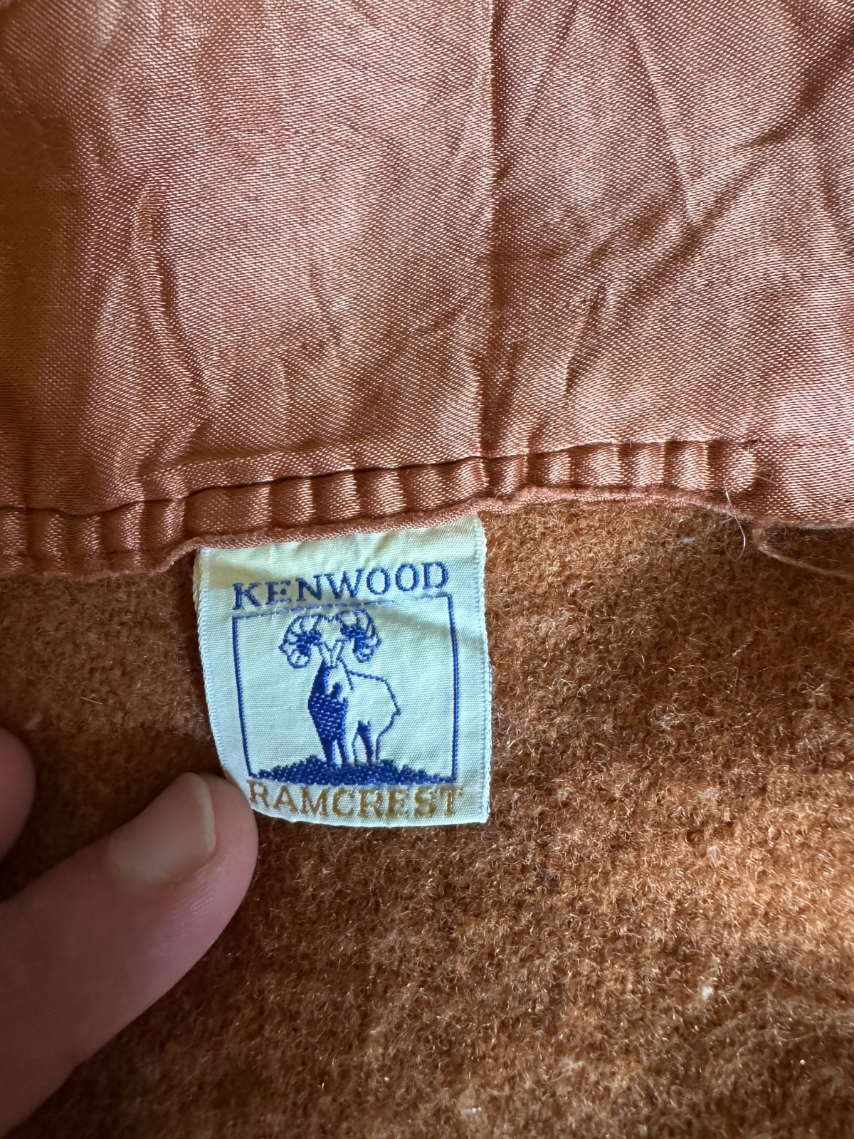 Vintage Virgin Wool Blanket Kenwood Ramscrest Moth Proofed