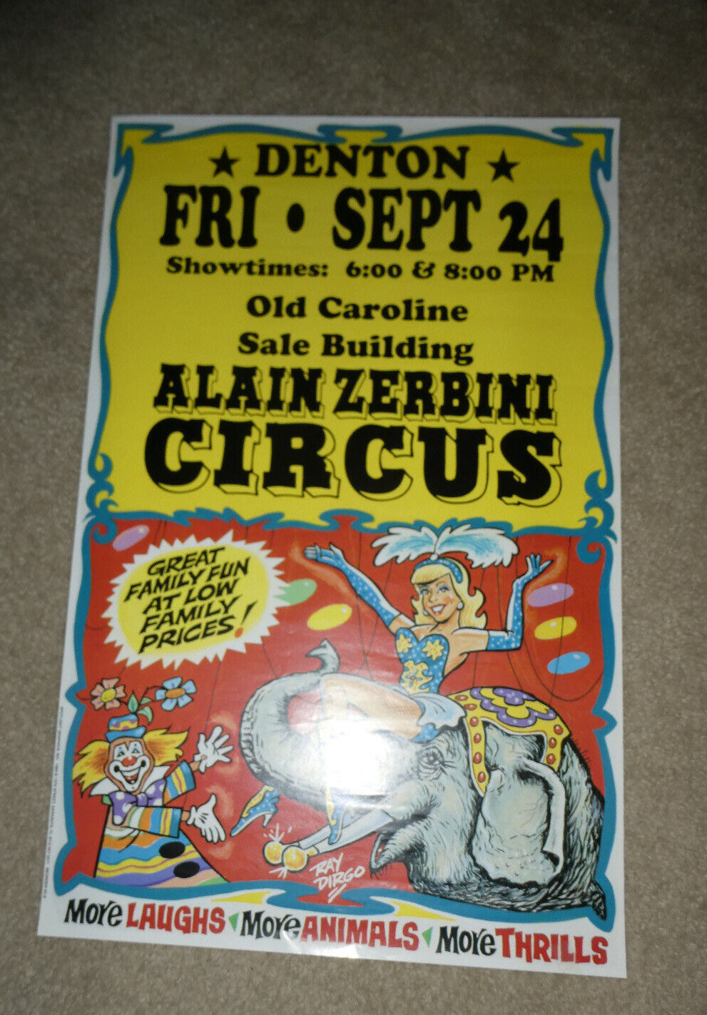 Vintage 1980 Alain Zerbini Denton Event Poster with Elephant 22x14\