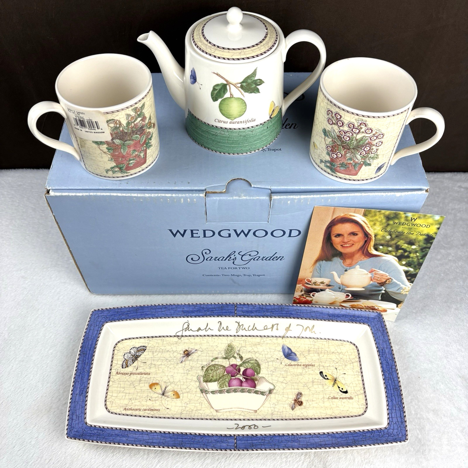 SIGNED Sarah Ferguson Duchess of York Wedgwood Sarah's Garden 'Tea for Two' Set