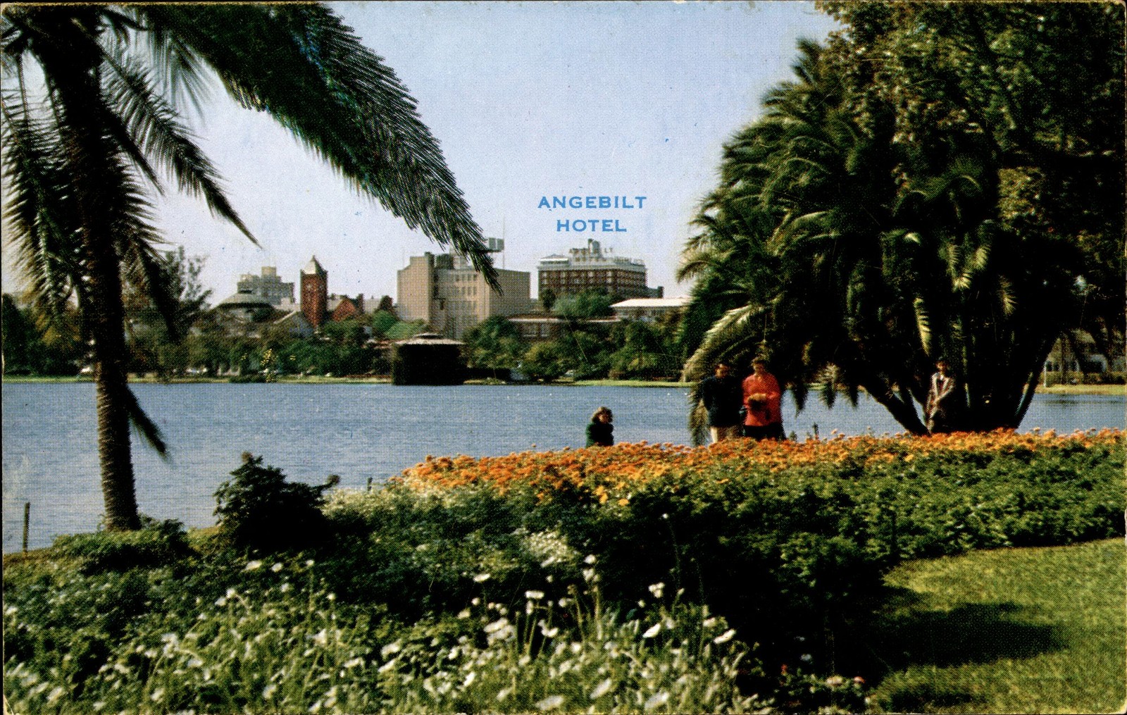 1950s Orlando FL Angebuilt Hotel Skyline Lake Eola Florida Chrome Postcard