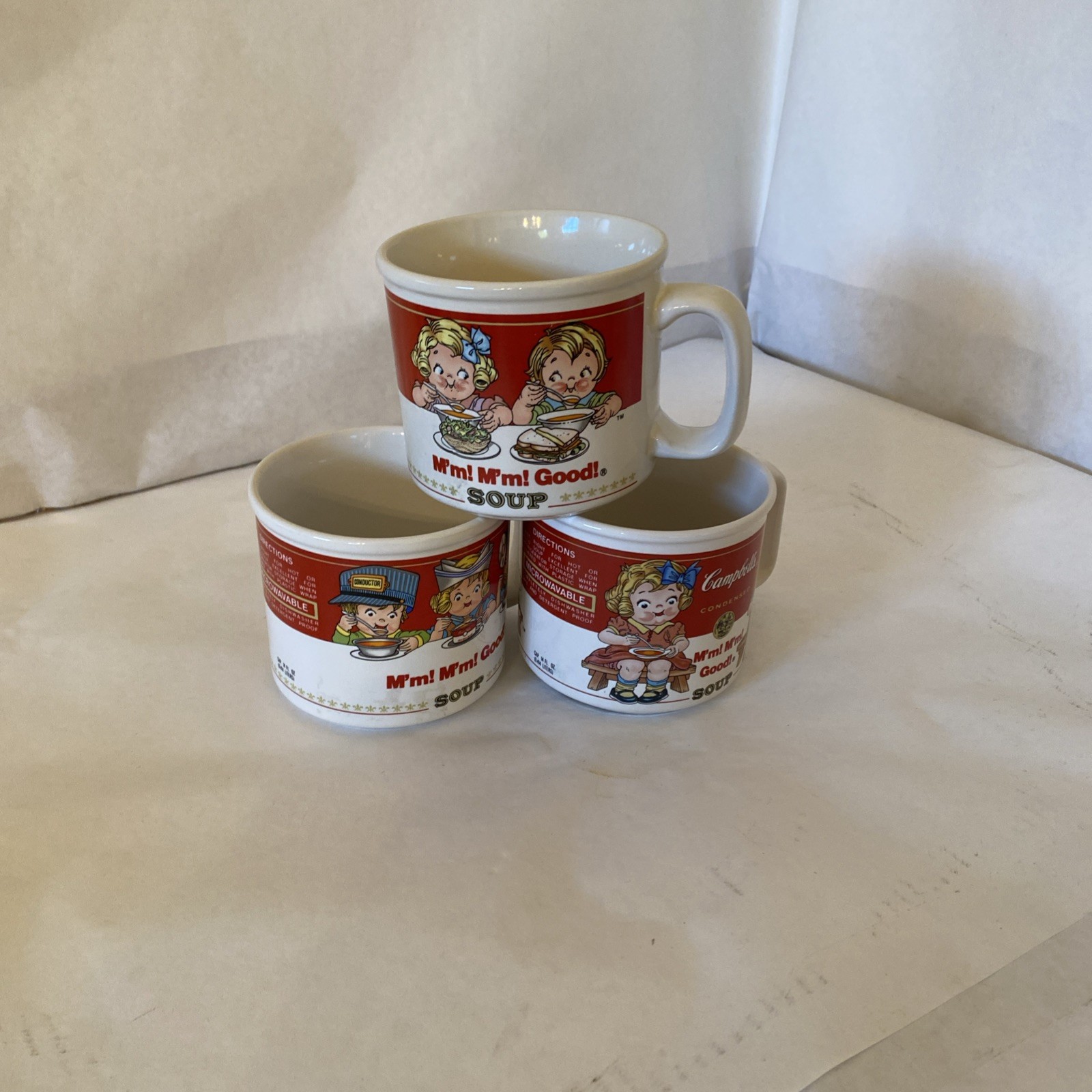 Set of 3 Vintage 1993 Campbells Soup Mug Cup Bowl M’m M’m Good By Westwood