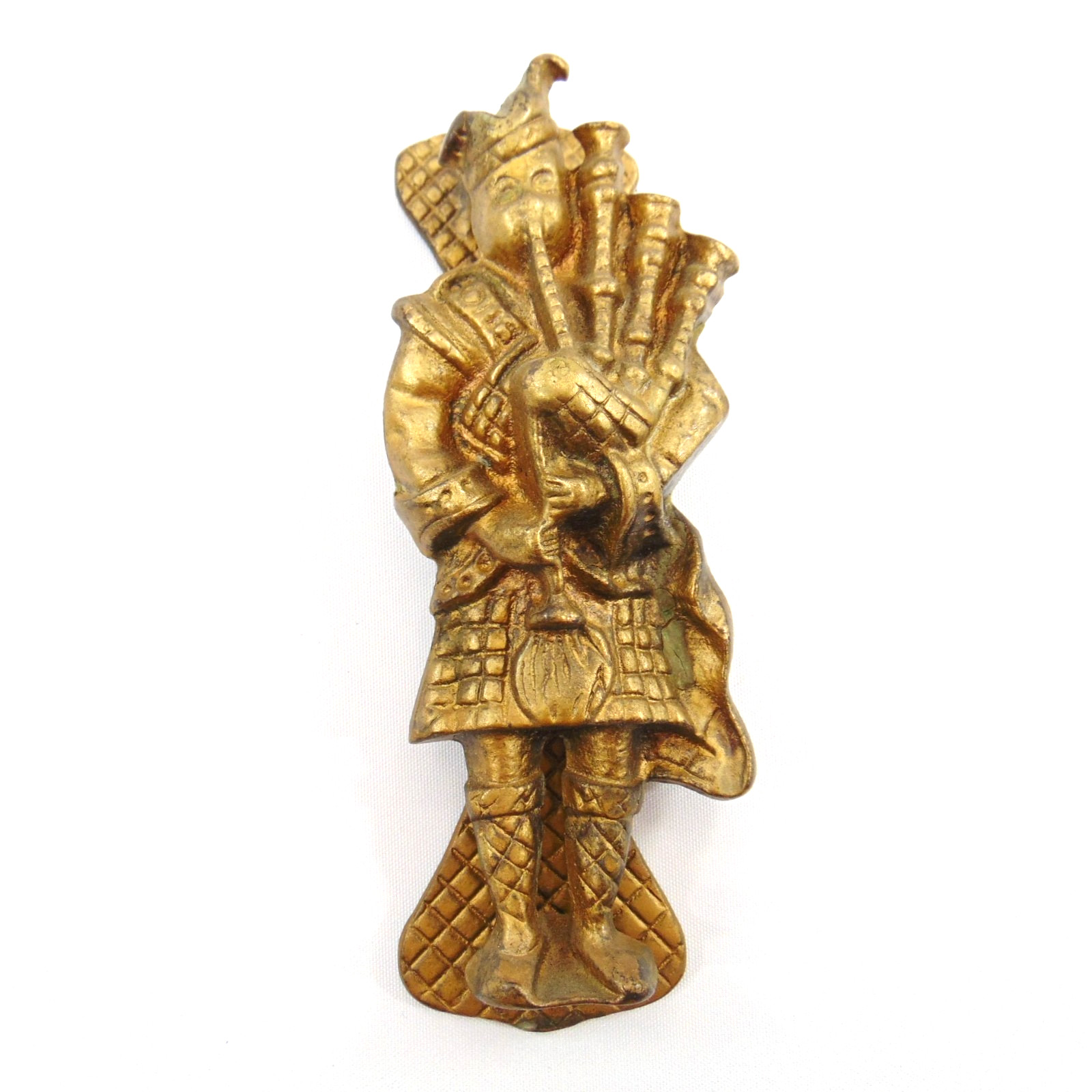 Vintage 6 in Scottish Piper Door Knocker Playing Bagpipes Highlander Man in Kilt