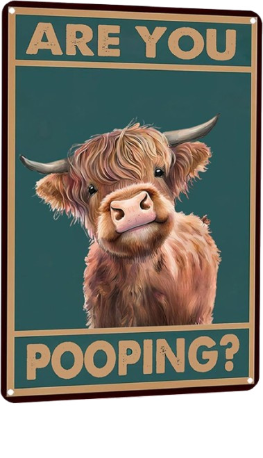 Western & Highland Cow Gifts Funny Highland Cow Are You Pooping Vintage Tin Sign Western & Highland Cow Gifts Funny Highland Cow Are You Pooping Vintage Tin Sign