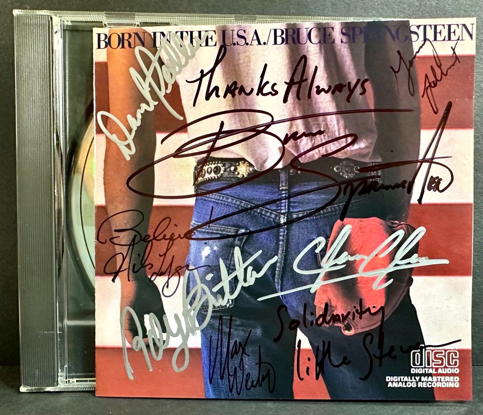 1984 Bruce Springsteen Born In The USA CD Signed By 8 The E Street Band Clarence