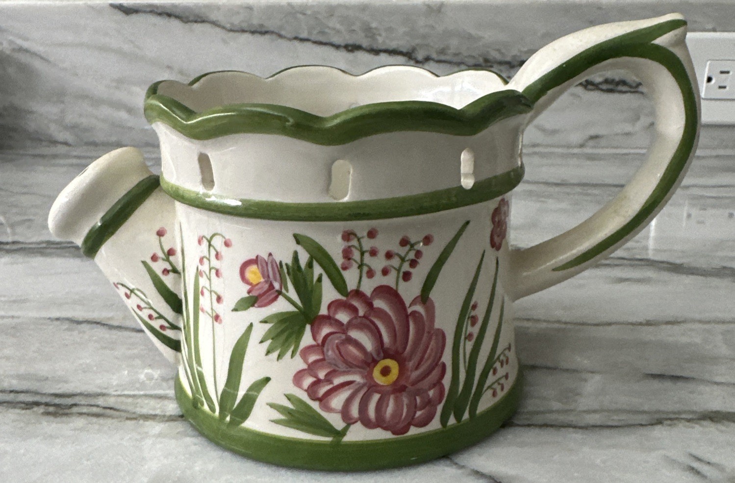 Ceramic Sprinkling Can Planter Vase - Flower Design