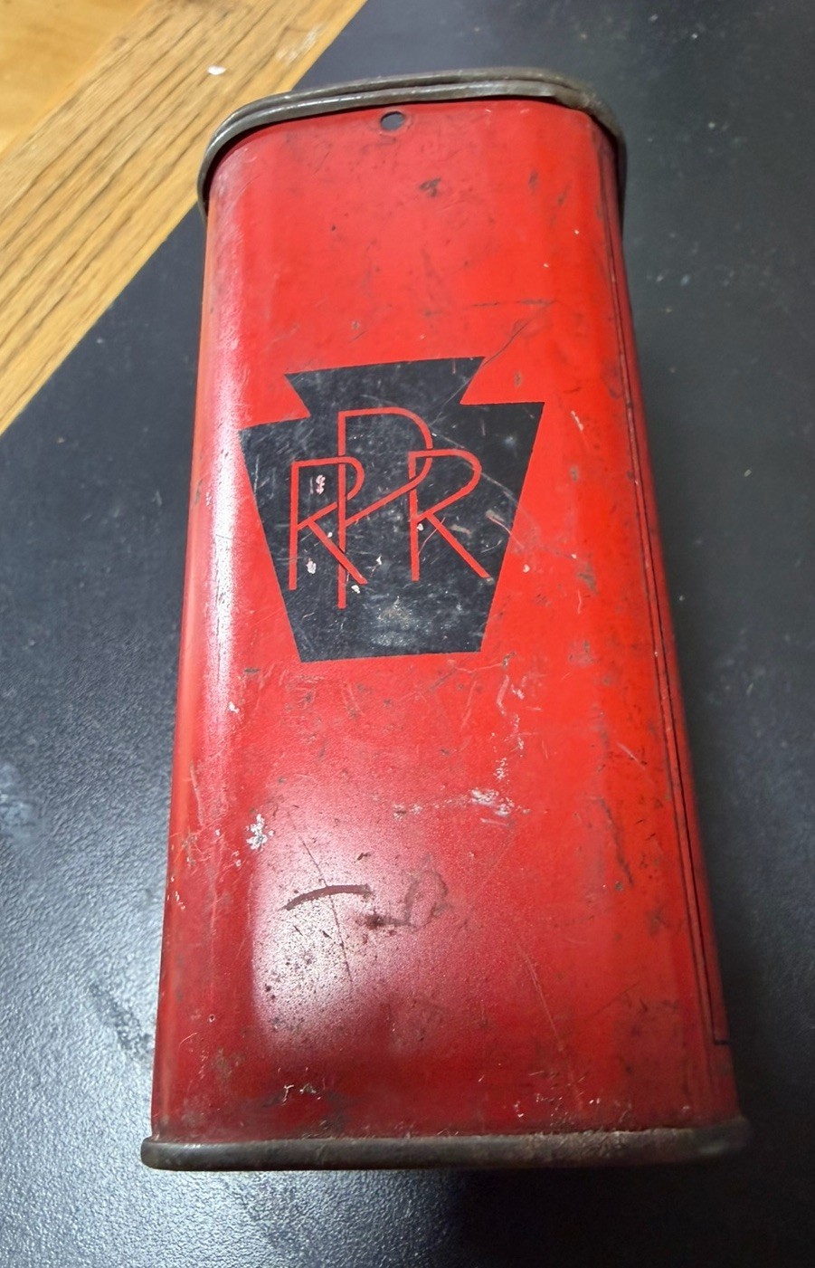 Vtg Antique PRR PA Pennsylvania Railroad Tin Can First Aid Kit Advertising