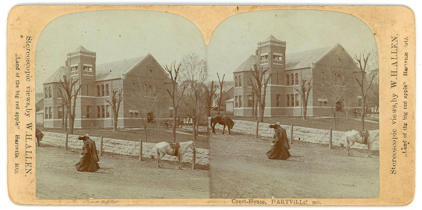 MISSOURI STEREOVIEW - Hartville - New Courthouse - WH Allen 1890s VERY RARE
