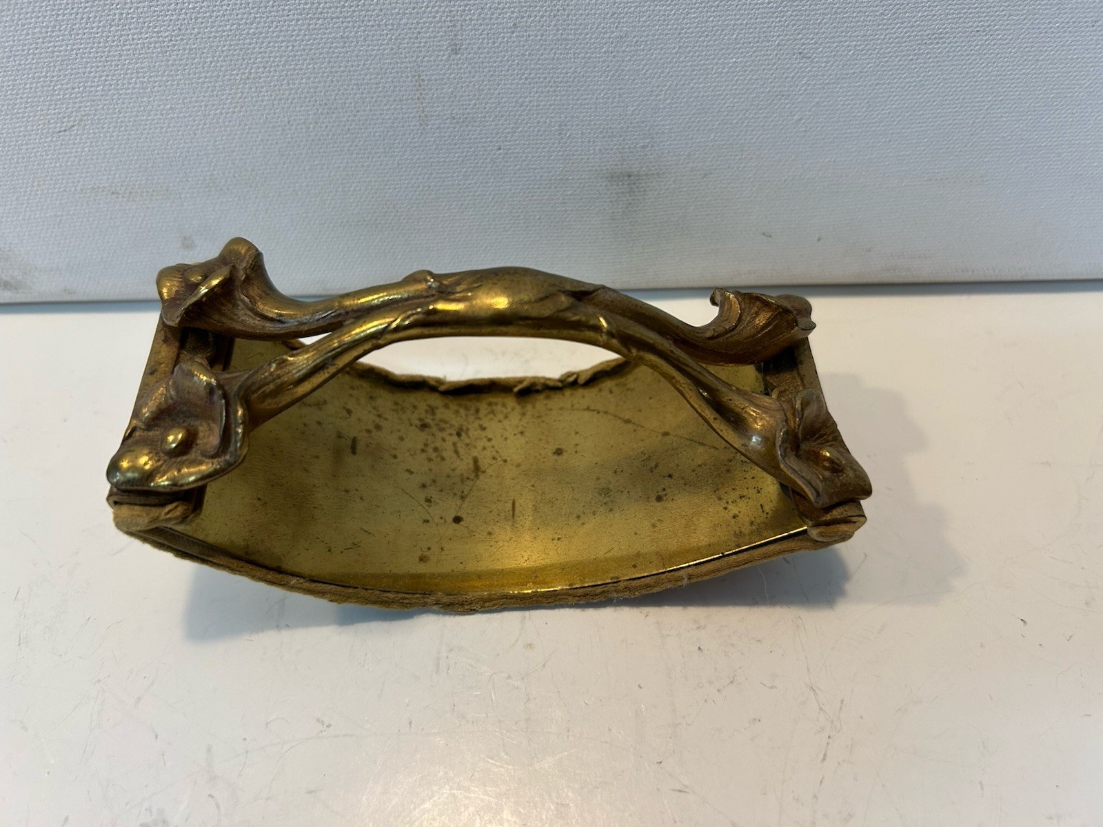 Antique Solid Brass Floral Art Nouveau Desk Ink Roller Blotter