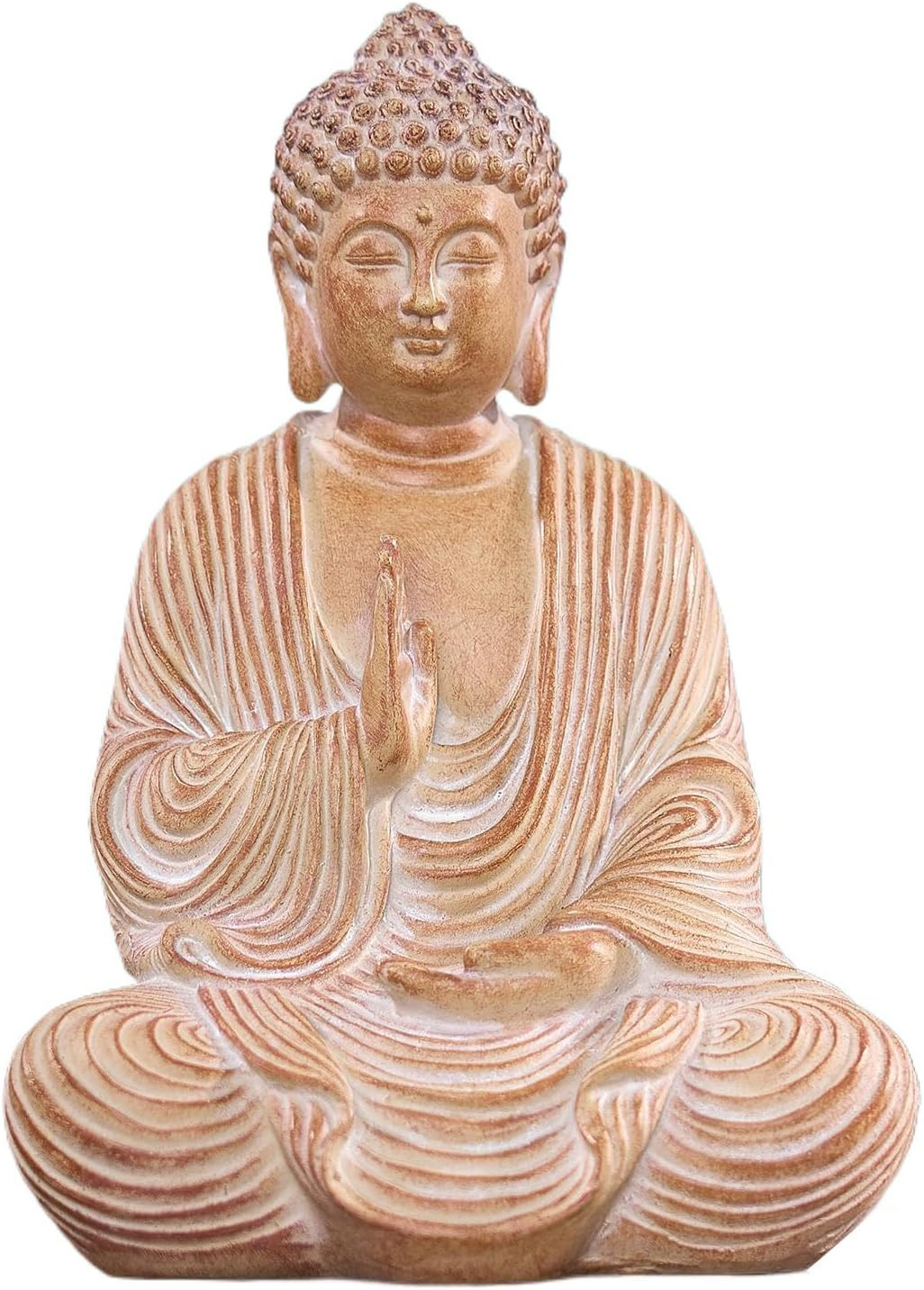 Wood Grain Buddha Statue - Wooden Shakyamuni Buddha for Indoor Home Altar, Hand
