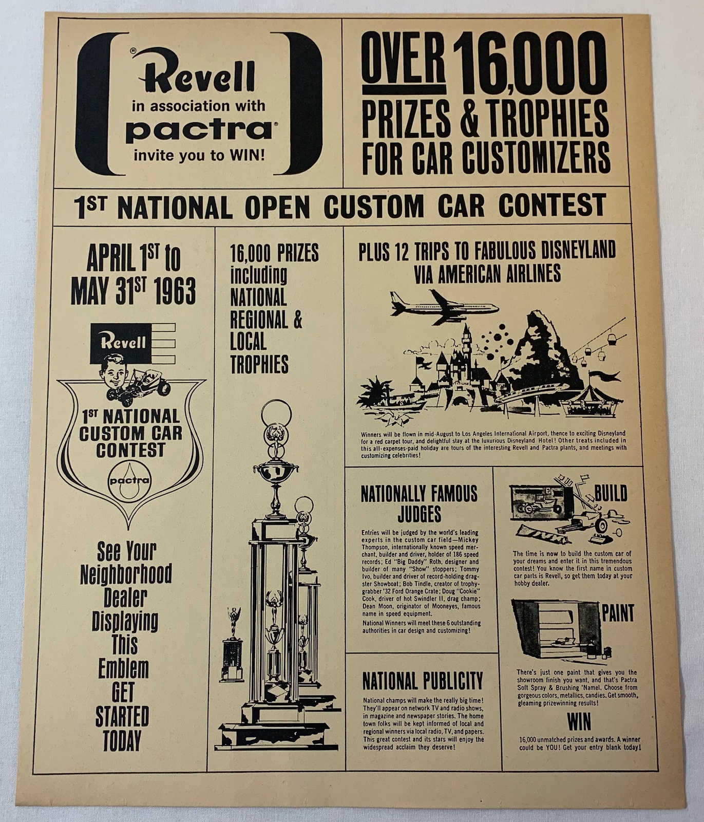 1963 REVELL/PACTRA models ad ~1st National Open Custom Car Contest