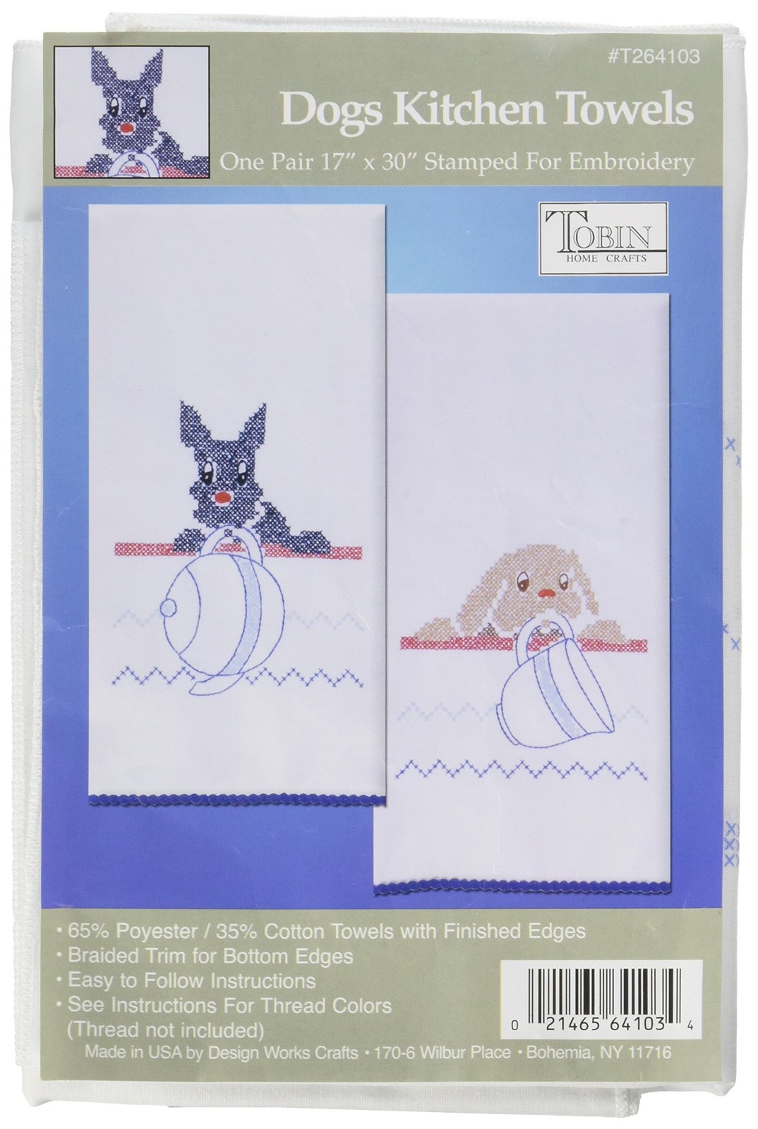 Design Works Crafts Tobin T264103 Stamped Kitchen Towel for Embroidery, Dogs Design Works Crafts Tobin T264103 Stamped Kitchen Towel for Embroidery, Dogs