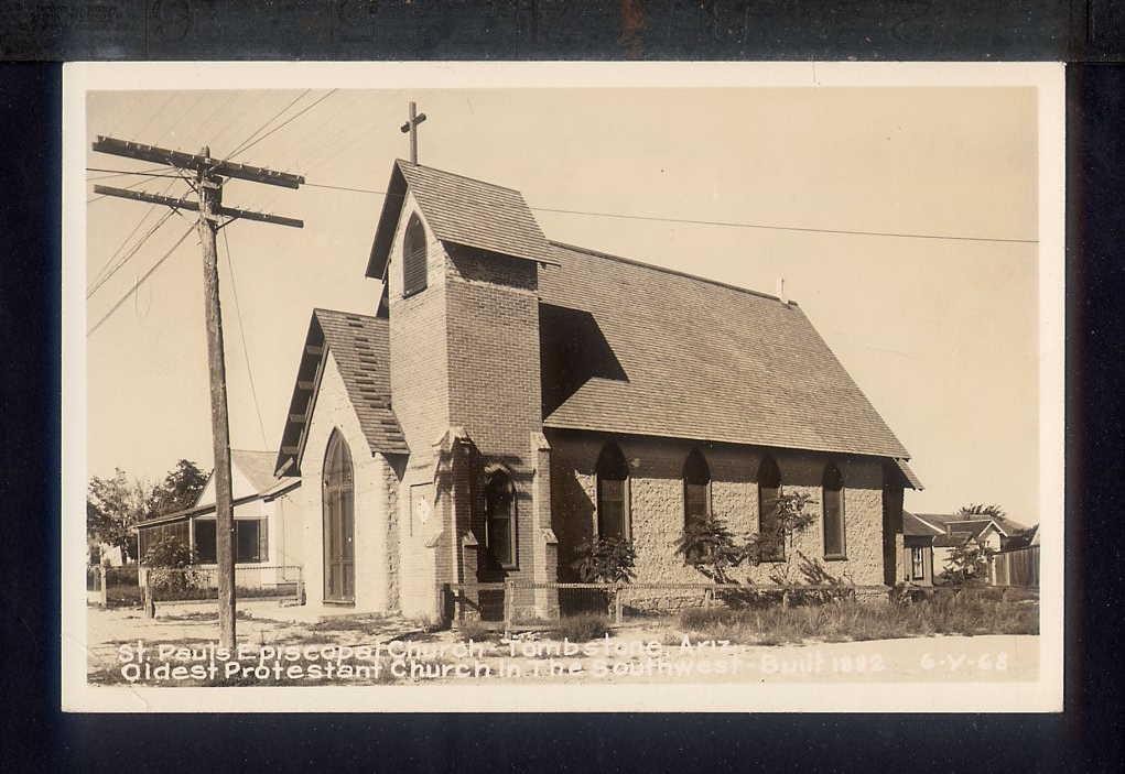 Tombstone AZ 1940 ST PAUL'S EPISCOPAL CHURCH Real Photo Postcard RPPC