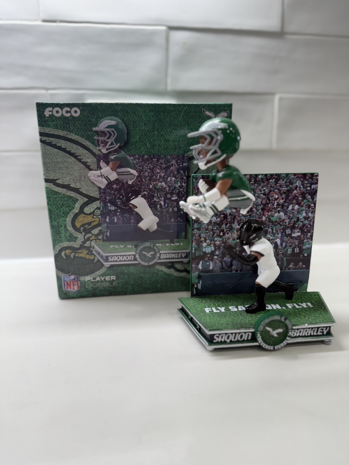 Philly Eagles Saquon Barkley Backwards Hurdle NFL Bobblehead RARE MADDEN COVER