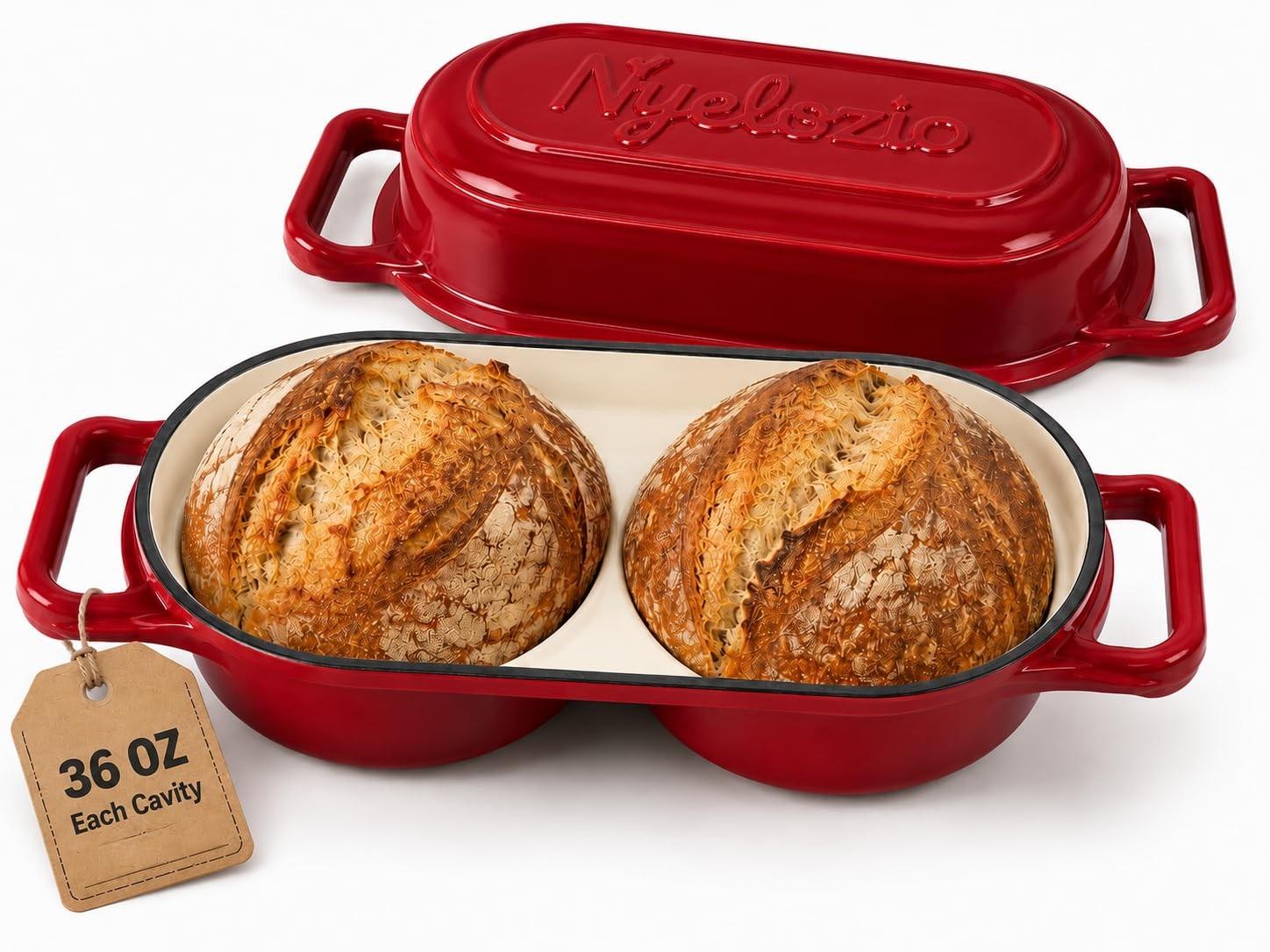 Best Double Dutch Oven for Sourdough Bread Baking Enameled Cast Iron Loaf Pan 2