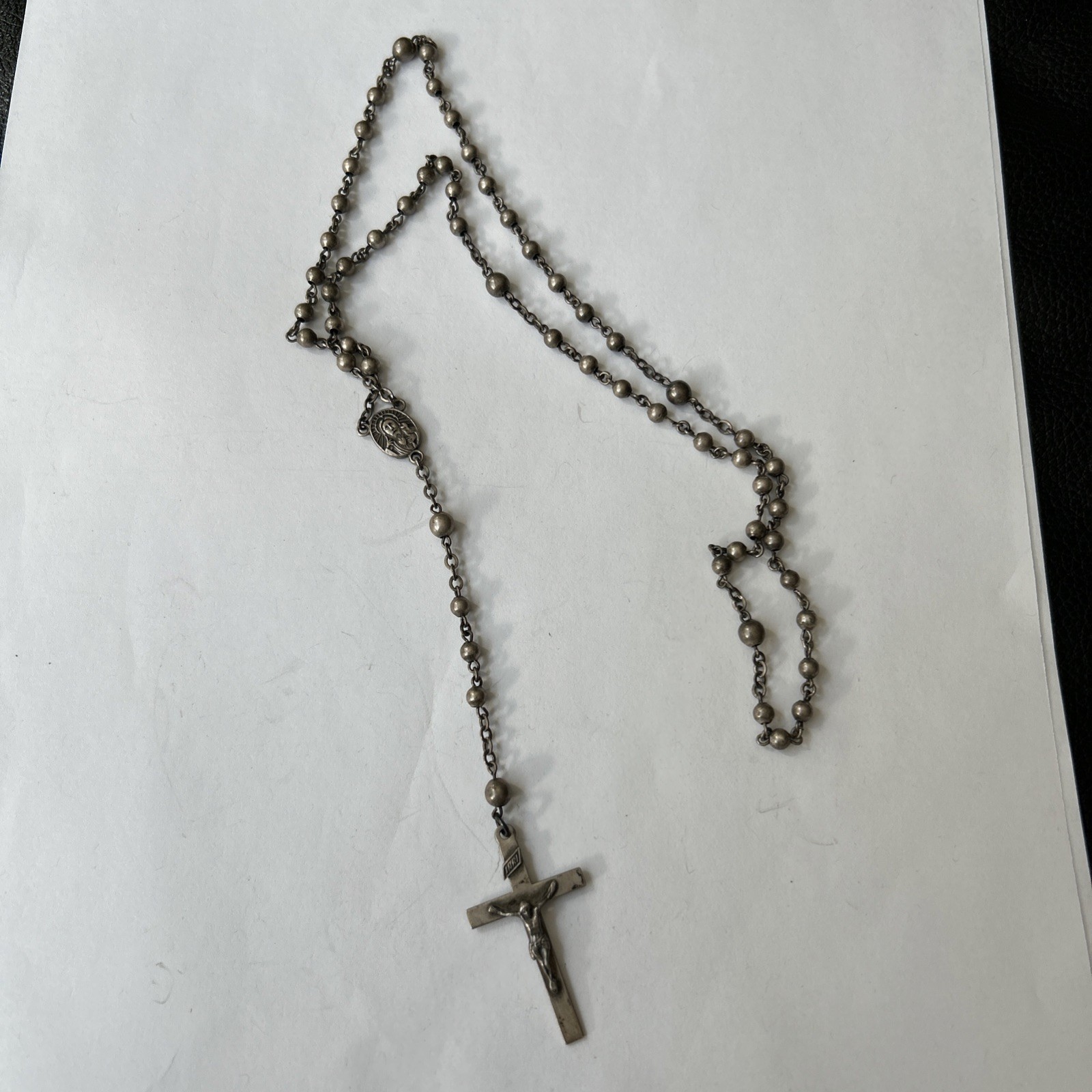 Vintage Sterling Silver  925 Rosary Beads In Clean Design